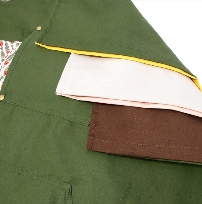 Anypron Green Brown Cooking Apron for Men Women Chef Cafe Workwear