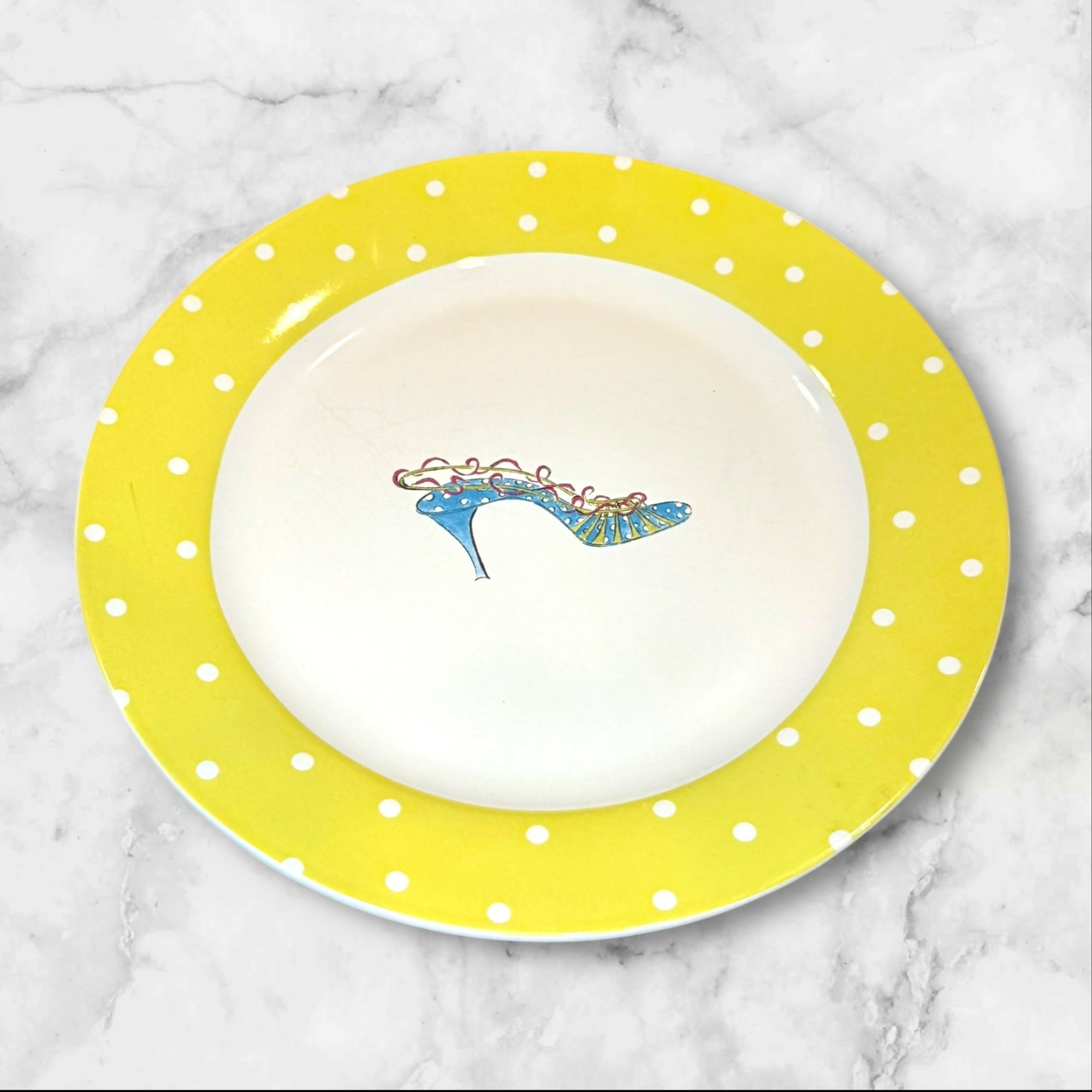 Rosanna Designer Shoe Dinner Plates Polka Dot Set of 4 | 10.5” | Great Cond.
