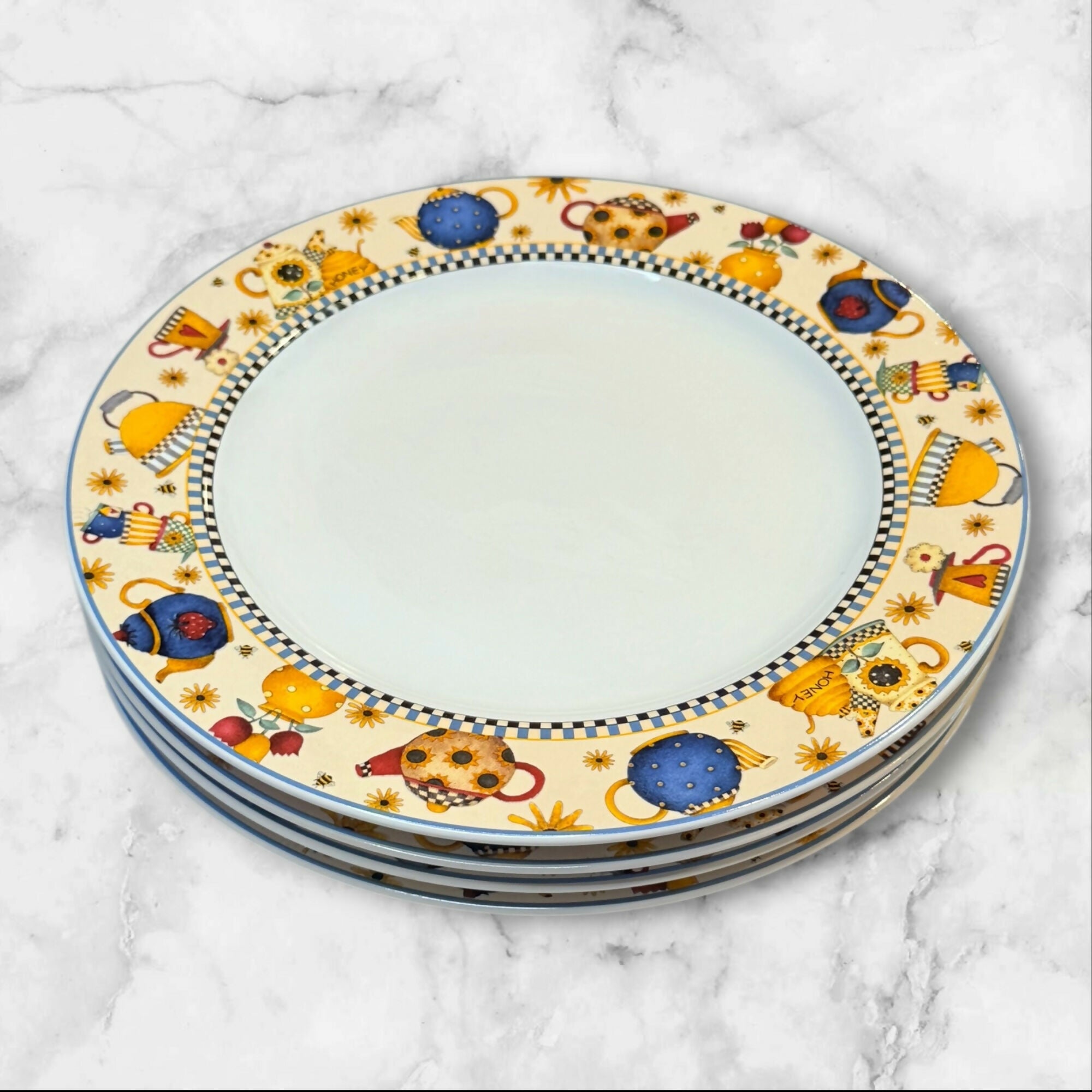 Sakura Teapots Debbie Mumm Dinner Plates | Set of 4 | Excellent Condition