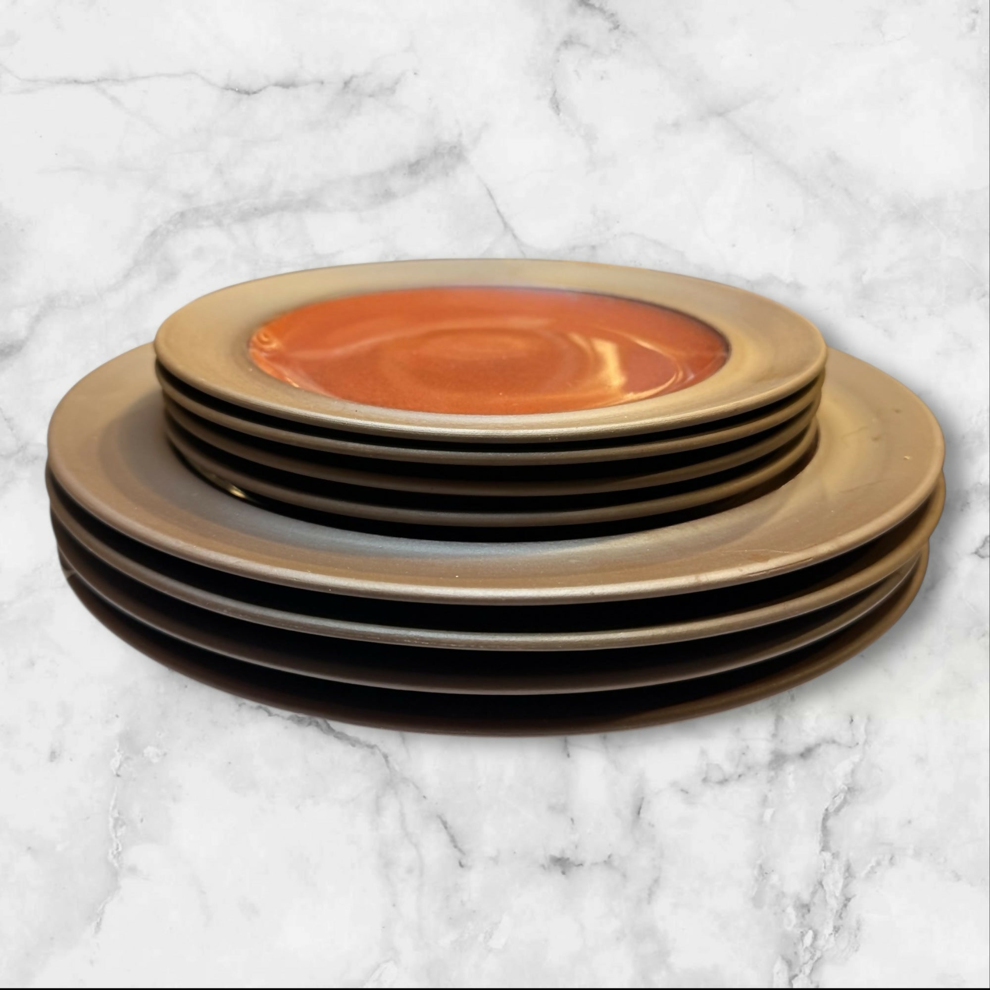 Sango Canyon Sienna Dinner & Salad Plates Set 8 Pc | Rustic Stoneware