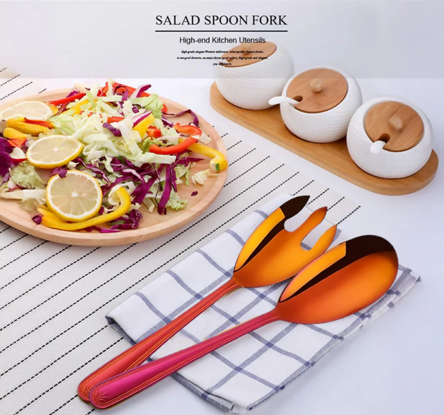 Anygleam Red Giant Spoon & Fork Set – 2-Piece Stainless Steel