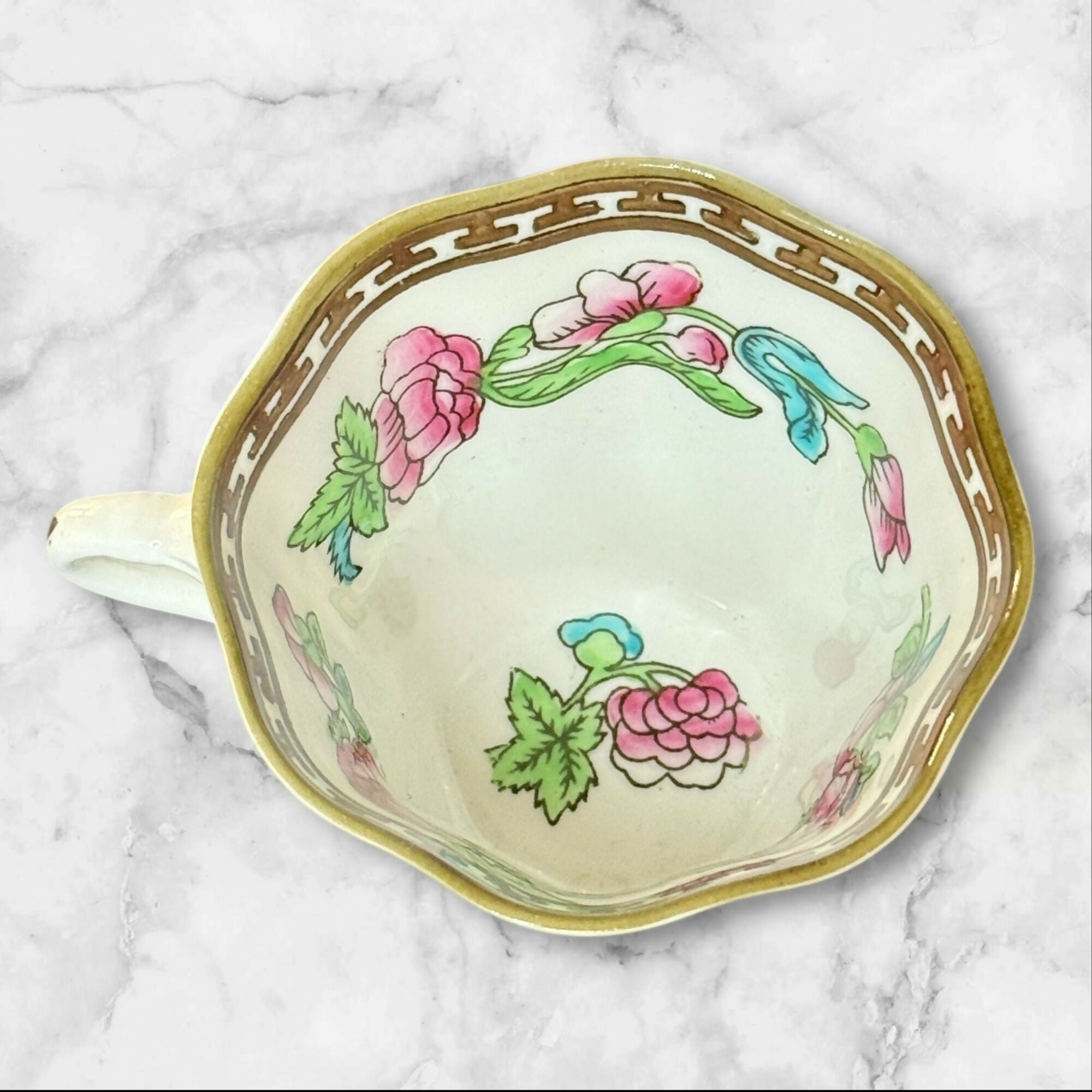 Coalport Indian Tree Teacup & Saucer | Original Engraving 1801 | England