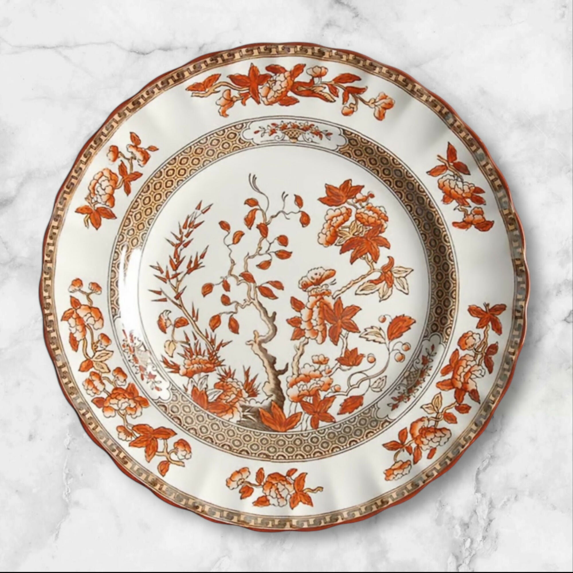 Spode Indian Tree Orange Rust Salad Plates | Set of 4 | Great Condition