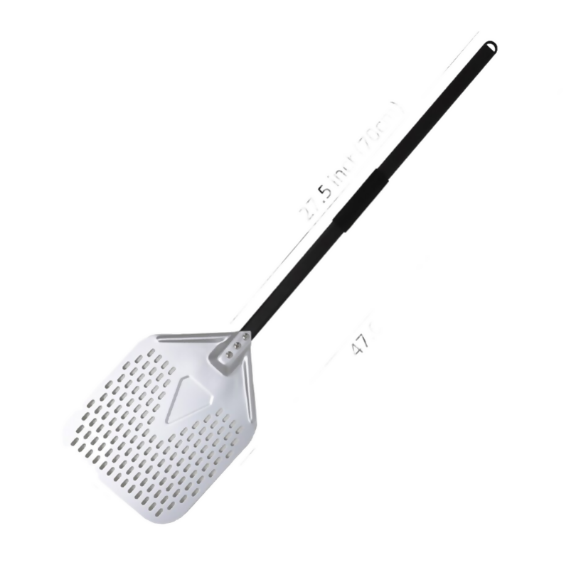 Anygleam Pizza Shovel 33 cm X 114cm Silver for Perforated Peel with Metal Handle Oven Turning Baking Accessory