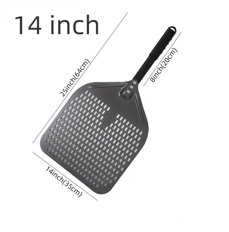 Anygleam Pizza Shovel 35 cm x 76cm Dark Grey for Perforated Peel with Metal Handle Oven Turning Baking Accessory