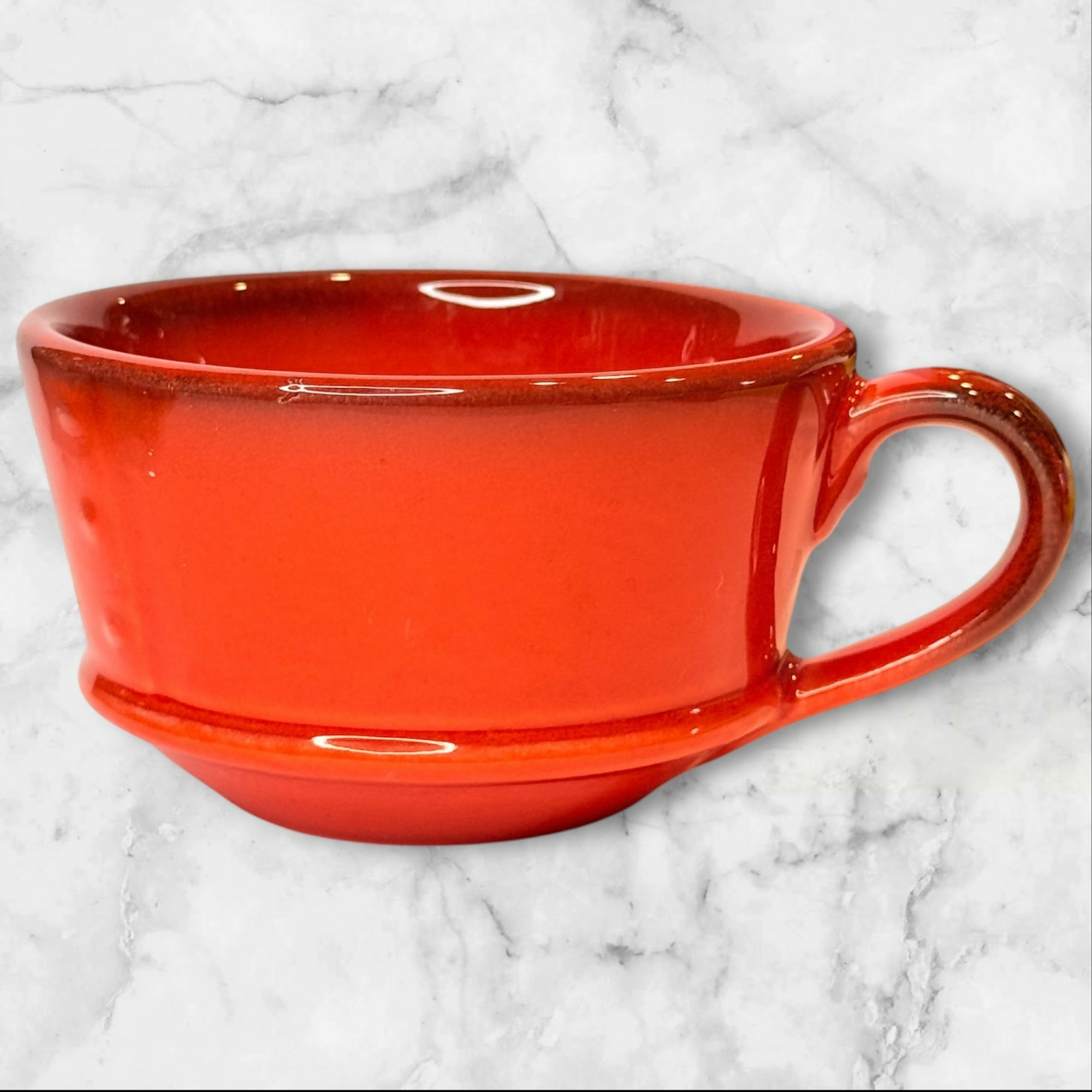 Metlox Poppytrail Red Rooster Red Flat Cups & Creamer | Vintage USA Set