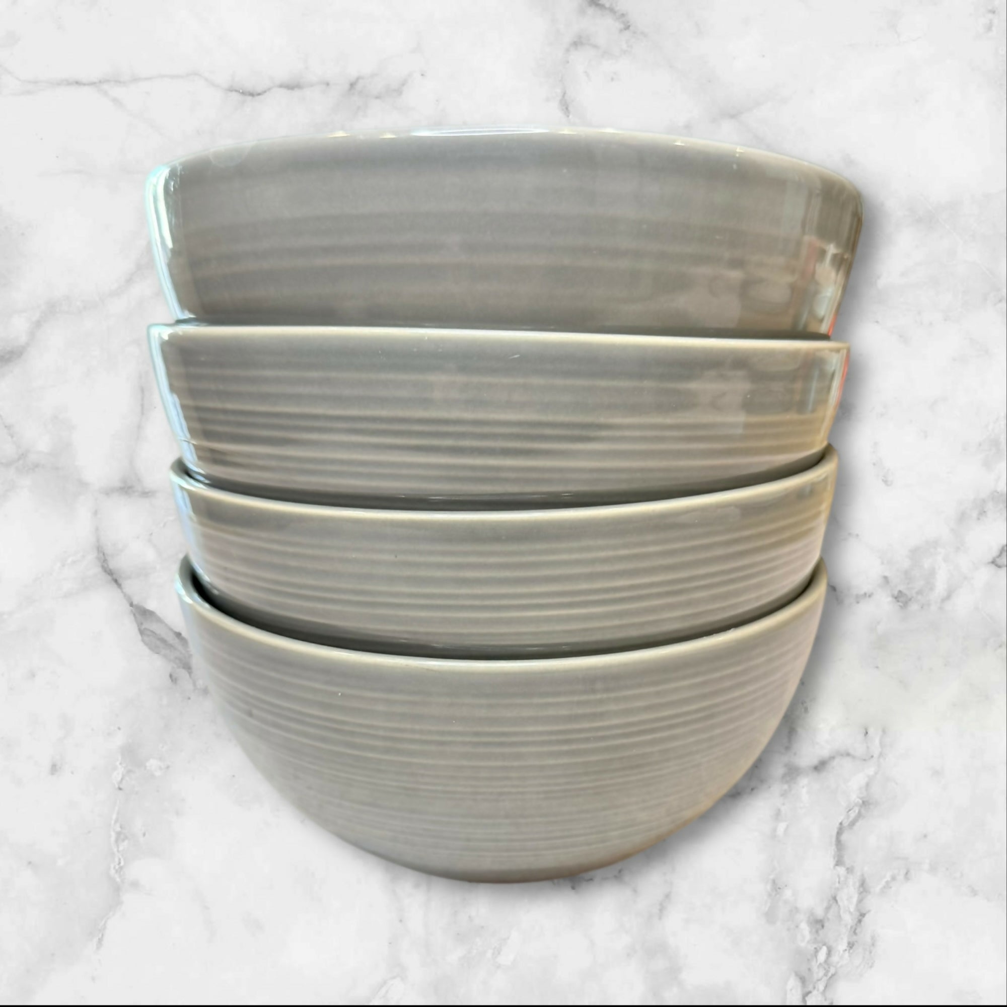 Pottery Barn Joshua-Gray Stoneware Bowls | Set of 4 | Excellent Condition