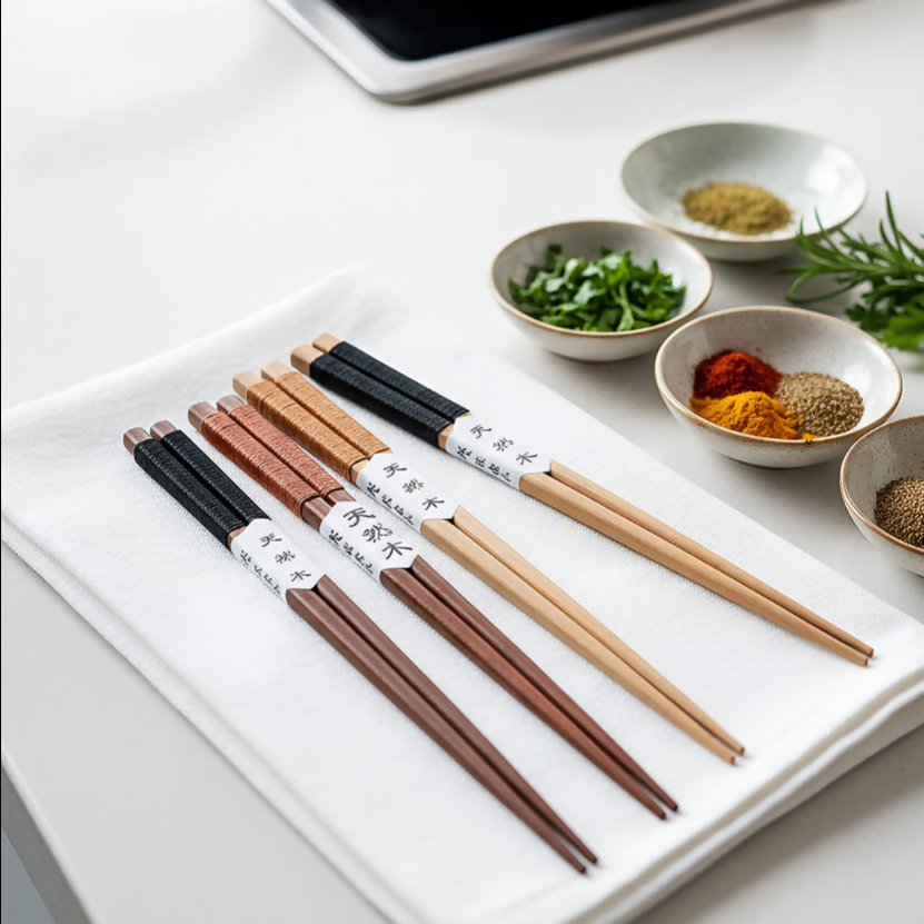 Anygleam Wooden Black 4pairs Wooden Sushi Chopsticks Reusable Kitchen Tableware