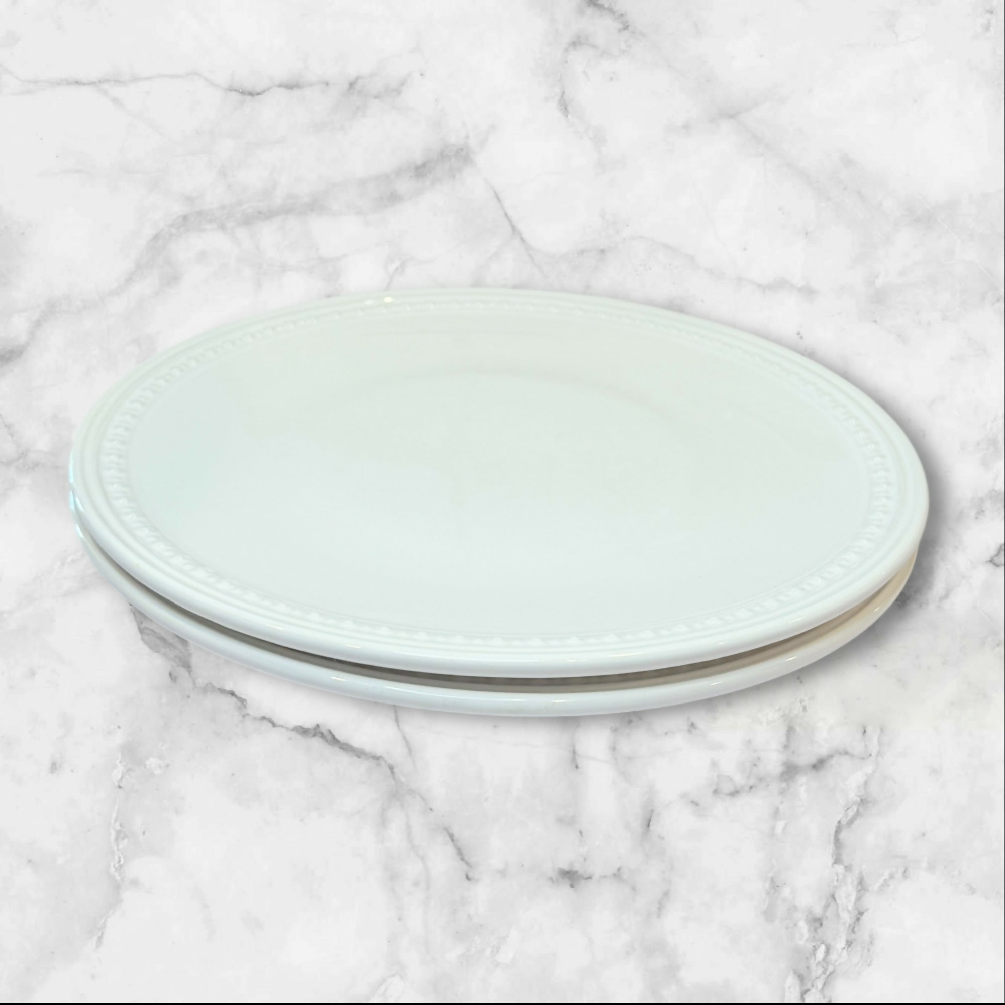 Primagera White Beaded Dinner Plates | Set of 2 | Excellent Condition