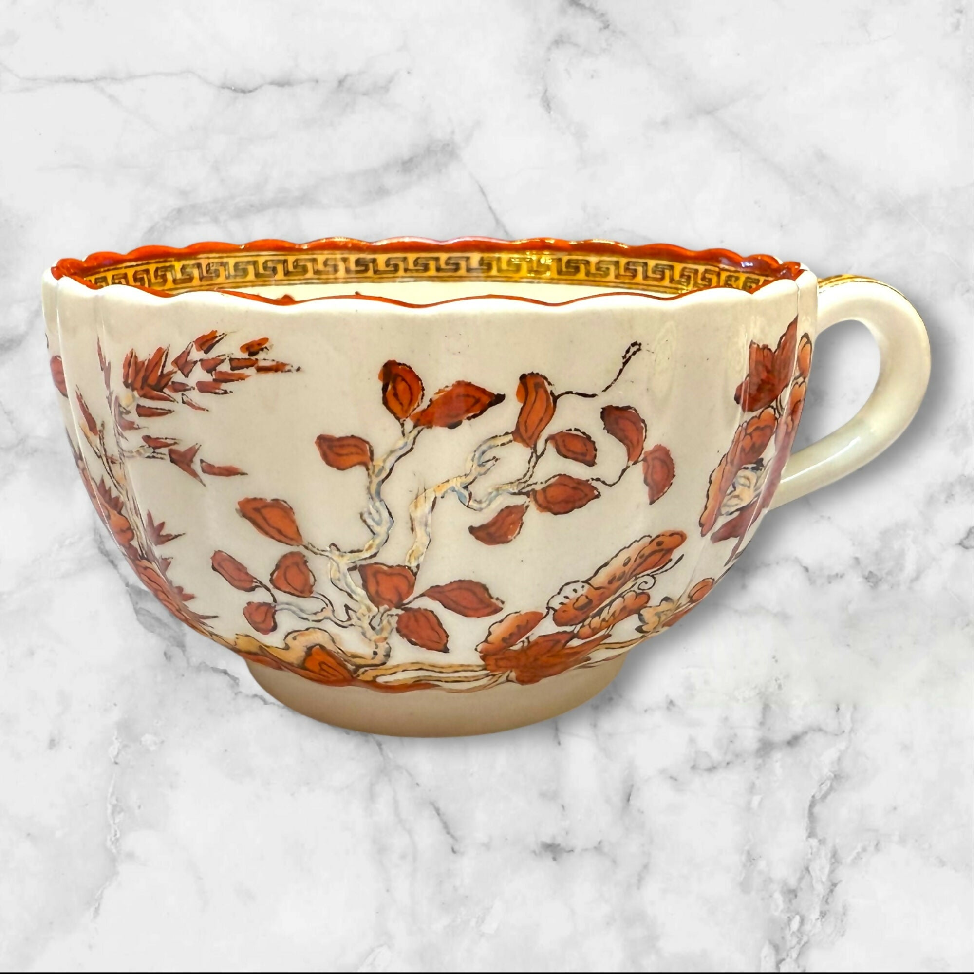 Spode Copeland India Tree Orange Rust Cup & Saucer | Excellent Condition