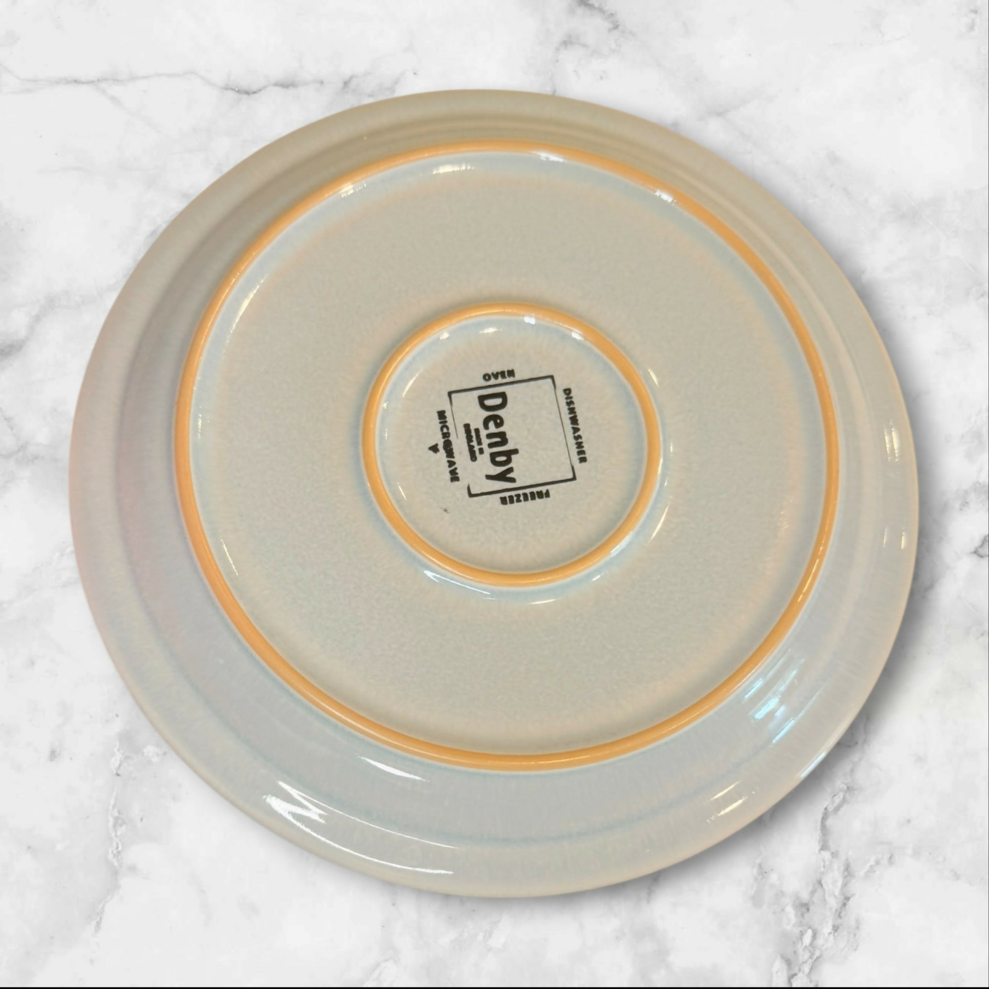Denby-Langley Duets Taupe Blue Salad Plates Set of 4 Great Condition