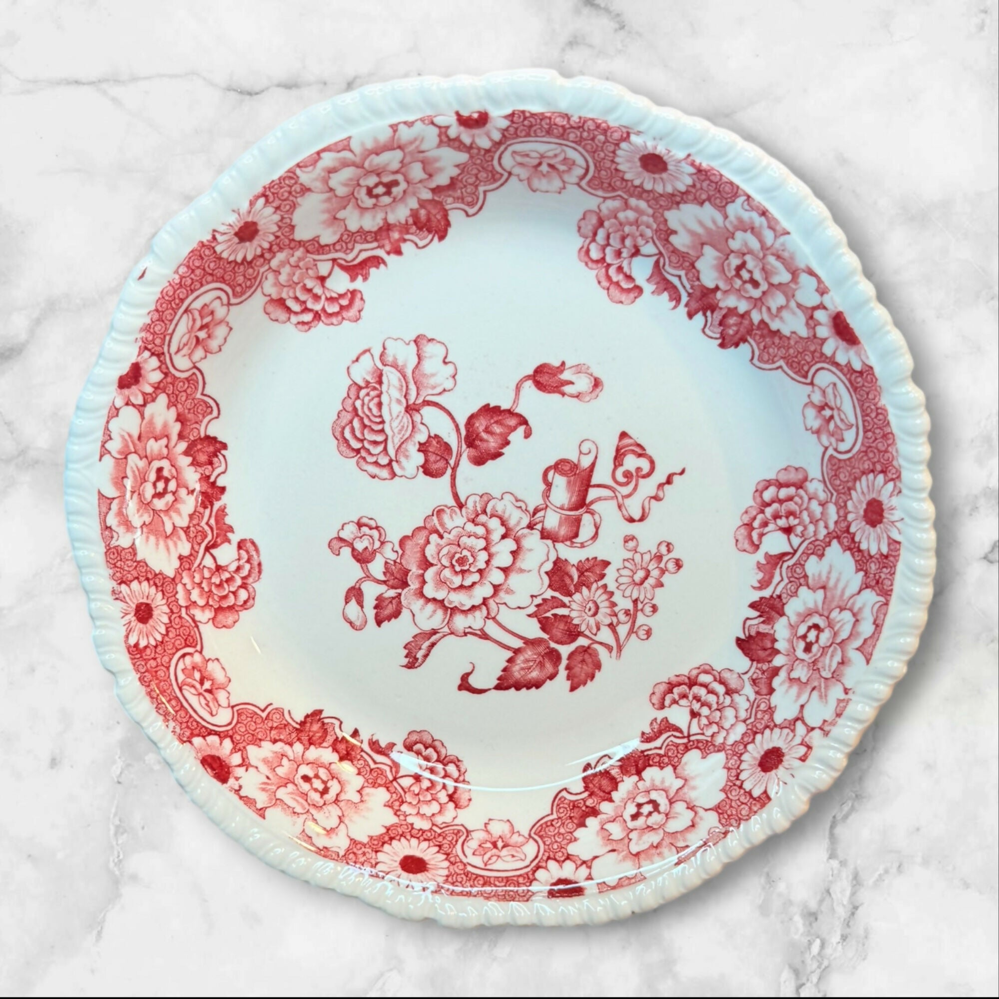 Wood & Sons Cambridge Red Transferware Dinnerware Set of 8 | Great Condition