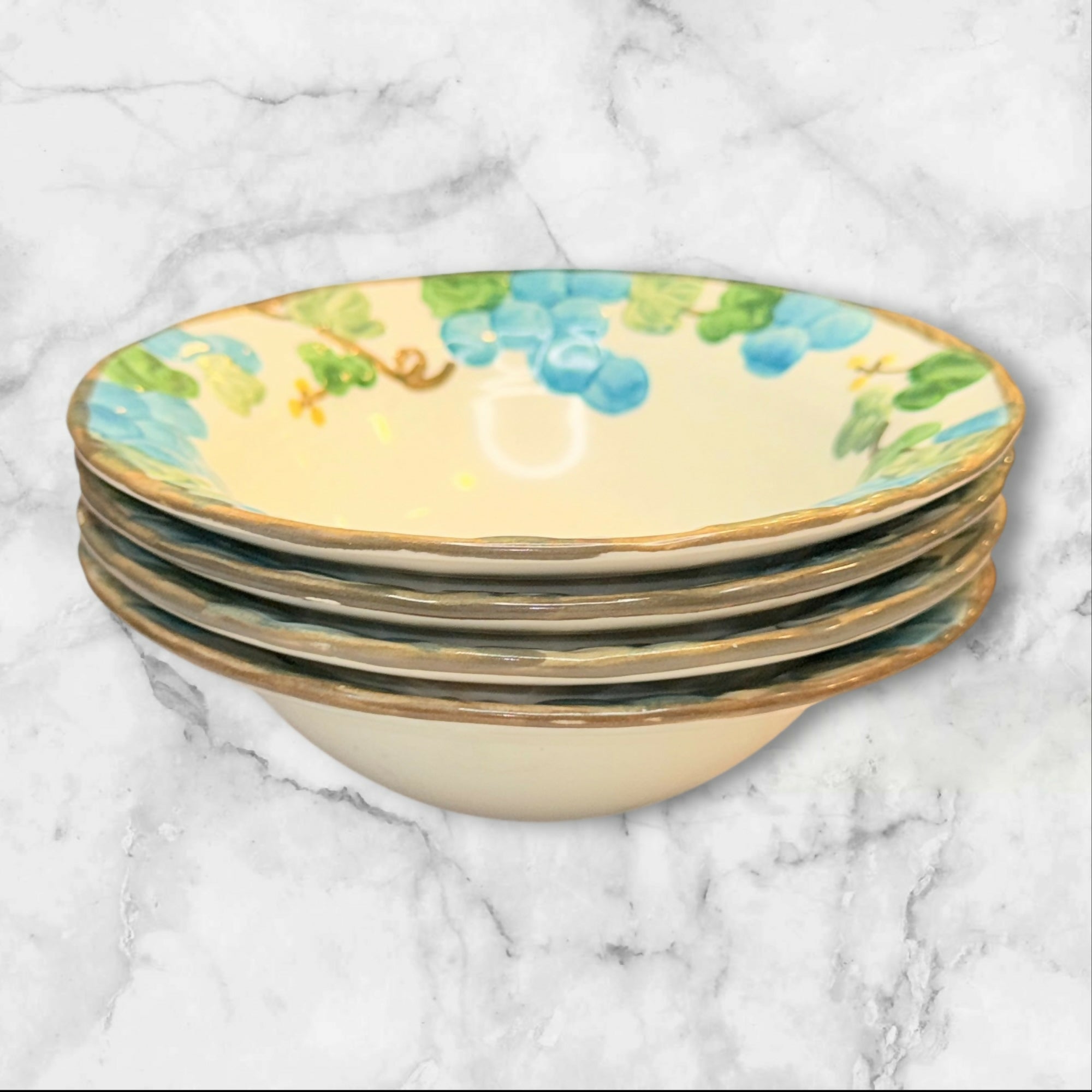 Metlox Poppytrail Sculptured Grape Rim Cereal Bowls | Set of 4 | Good Condition