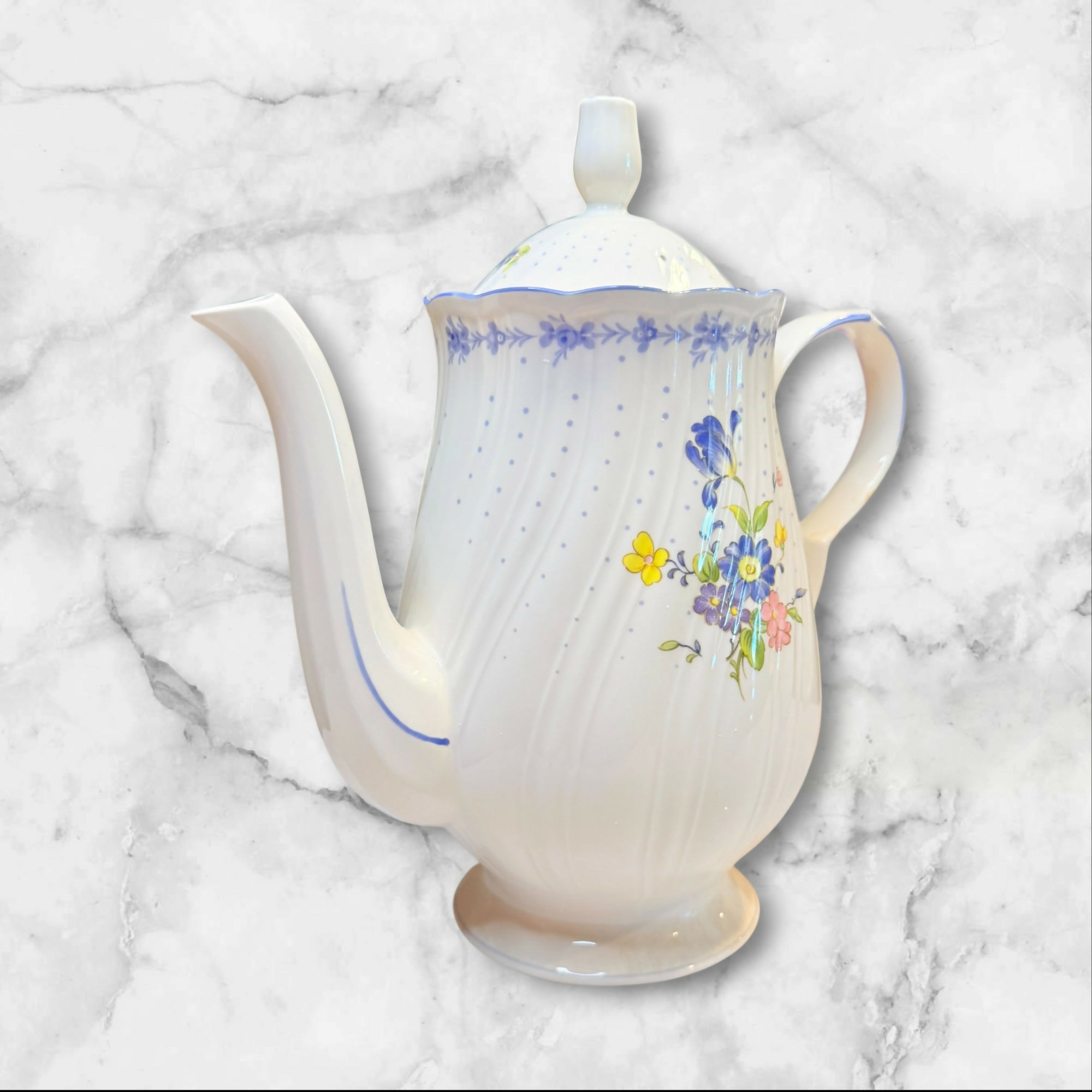 Nikko Blue Peony Coffee Pot with Lid | Excellent Condition | Japan