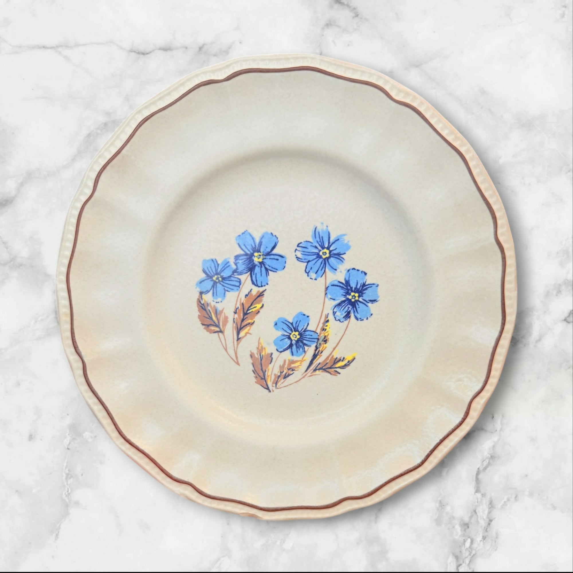 Kensington England Blue Floral Ironstone Dinner Plates Set of 4 | Good Condition