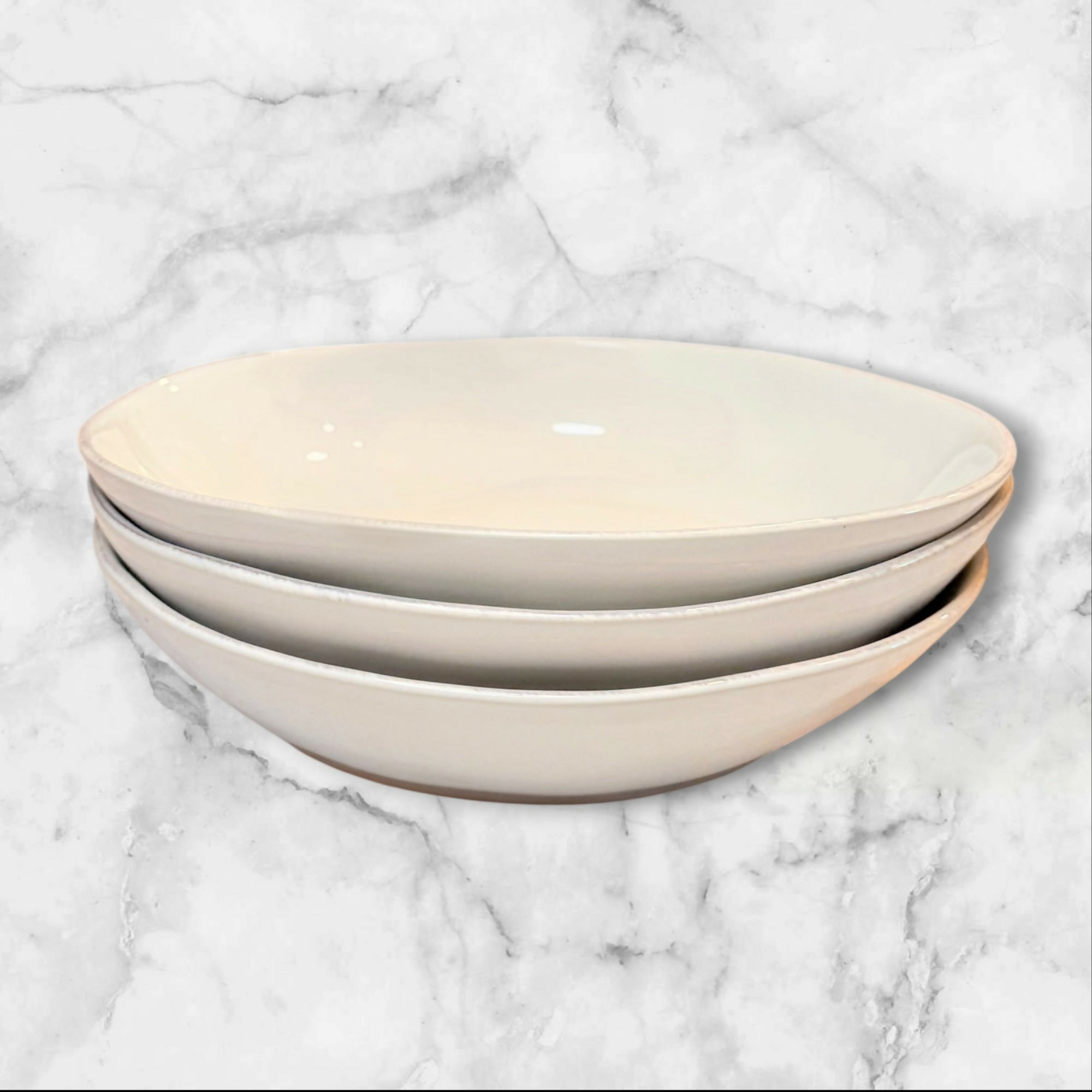 Crate & Barrel Marin White Pasta Bowls | Set of 3 | Excellent Condition