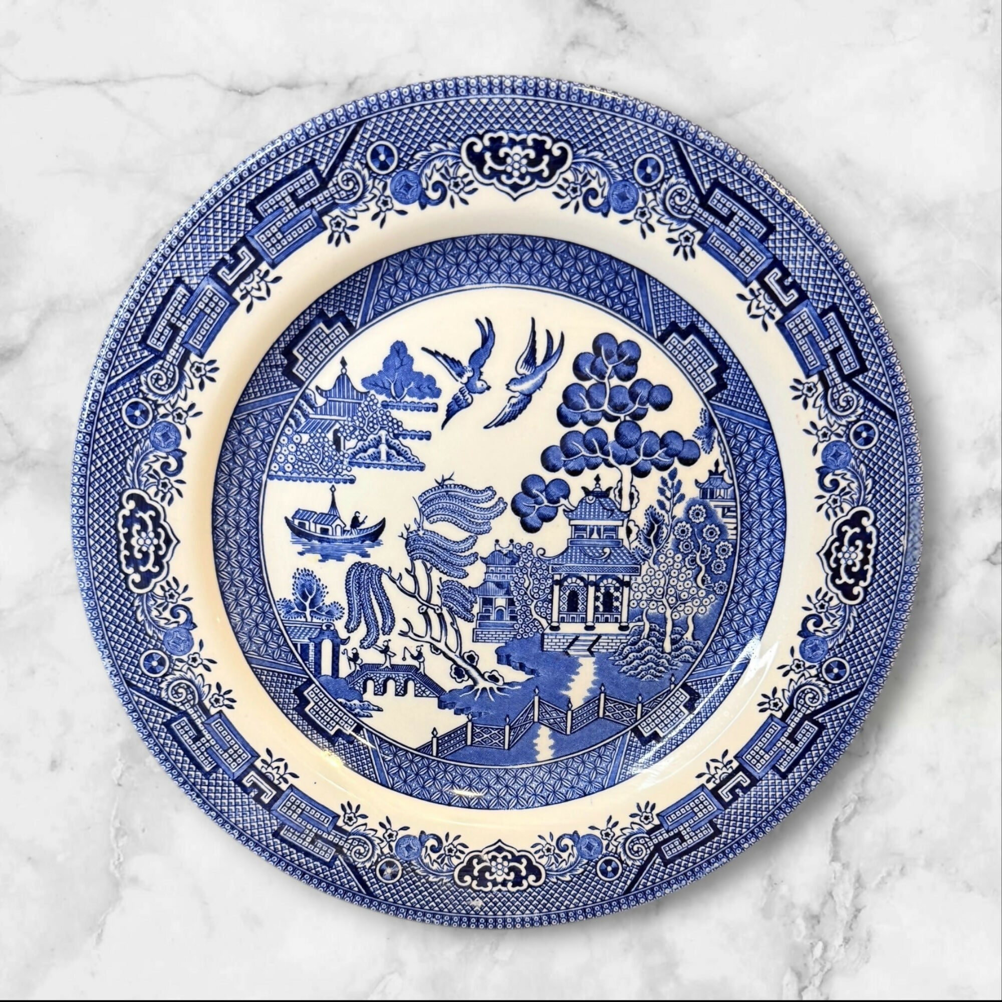 Churchill Blue Willow Dinner Plates Set of 4 | Excellent Condition