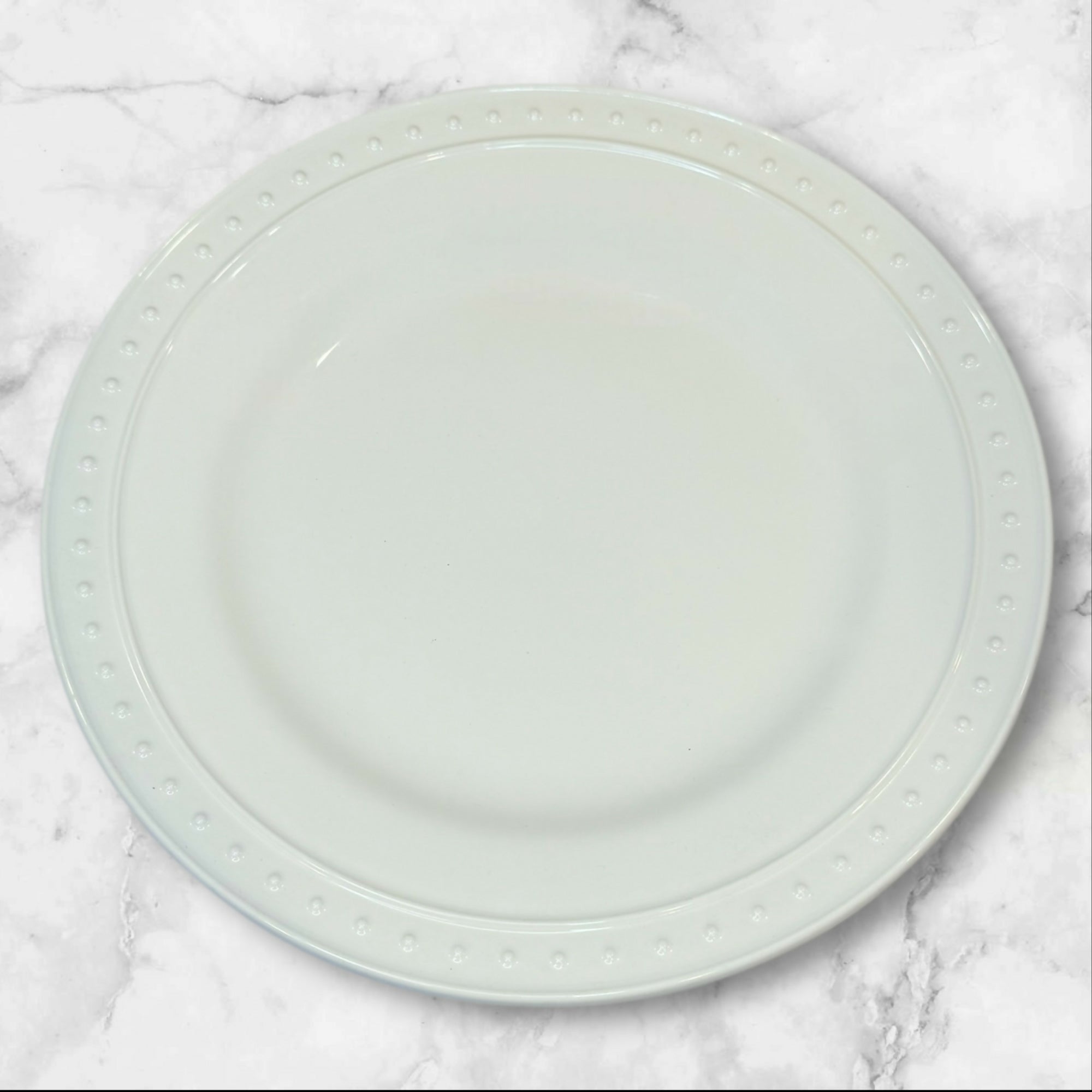 World Market Nantucket White Beaded Dinner Plates | Set of 5 | Excellent Condition