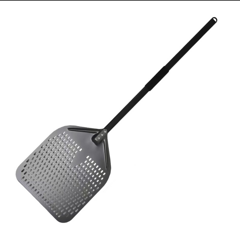 Anygleam Pizza Shovel 30 cm x 125cm Dark Grey for Perforated Peel with Metal Handle Oven Turning Baking Accessory