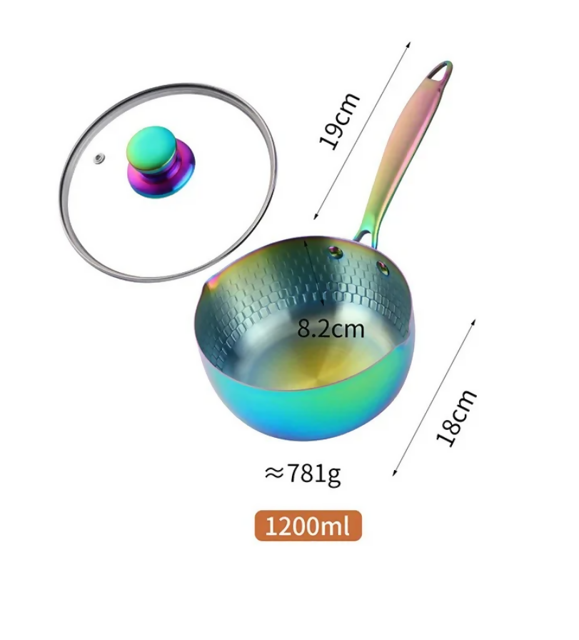 Anygleam Stock Pot Rainbow Non-Stick Stainless Steel Kitchen Snow Pan Noodle Soup with Lid Cooker Universal Cookware