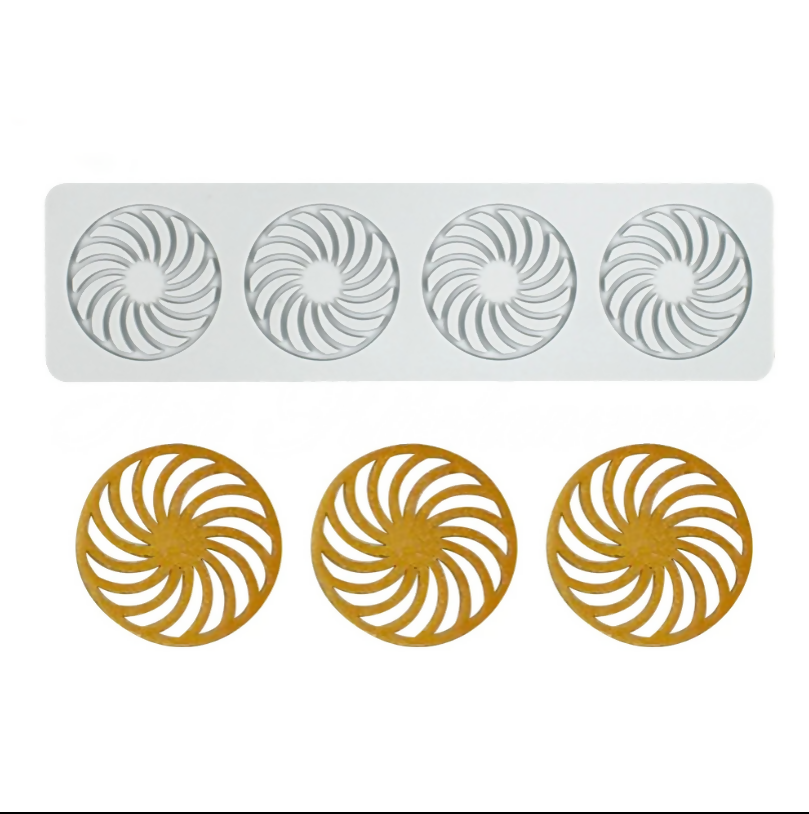 Anygleam Fondant Molder Grey Whirlwind Circle Lace Pad Silicone Cake Baking Confectionery Tools