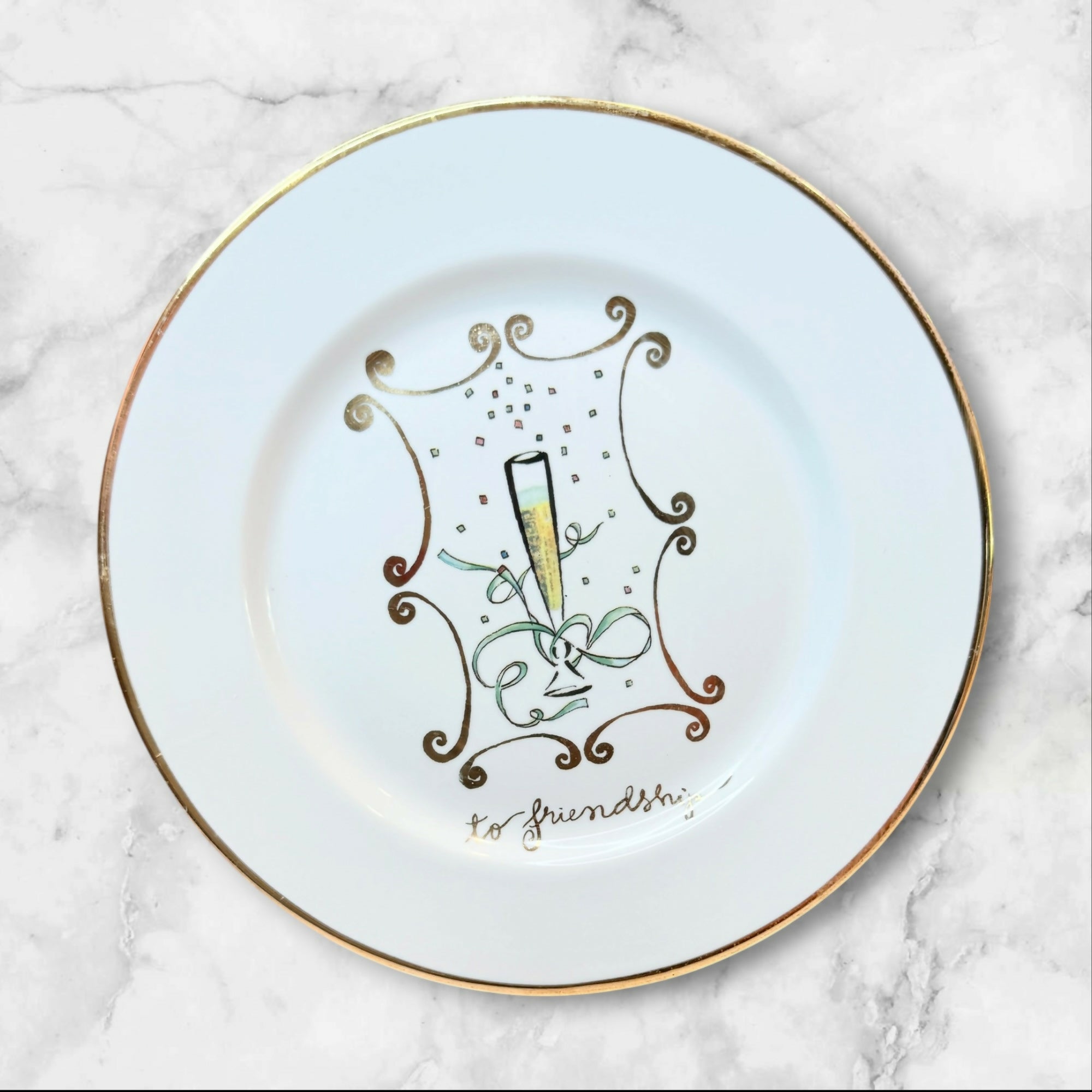 Rosanna Champagne Toast Salad Plates Set of 4 Italy | Gently Used