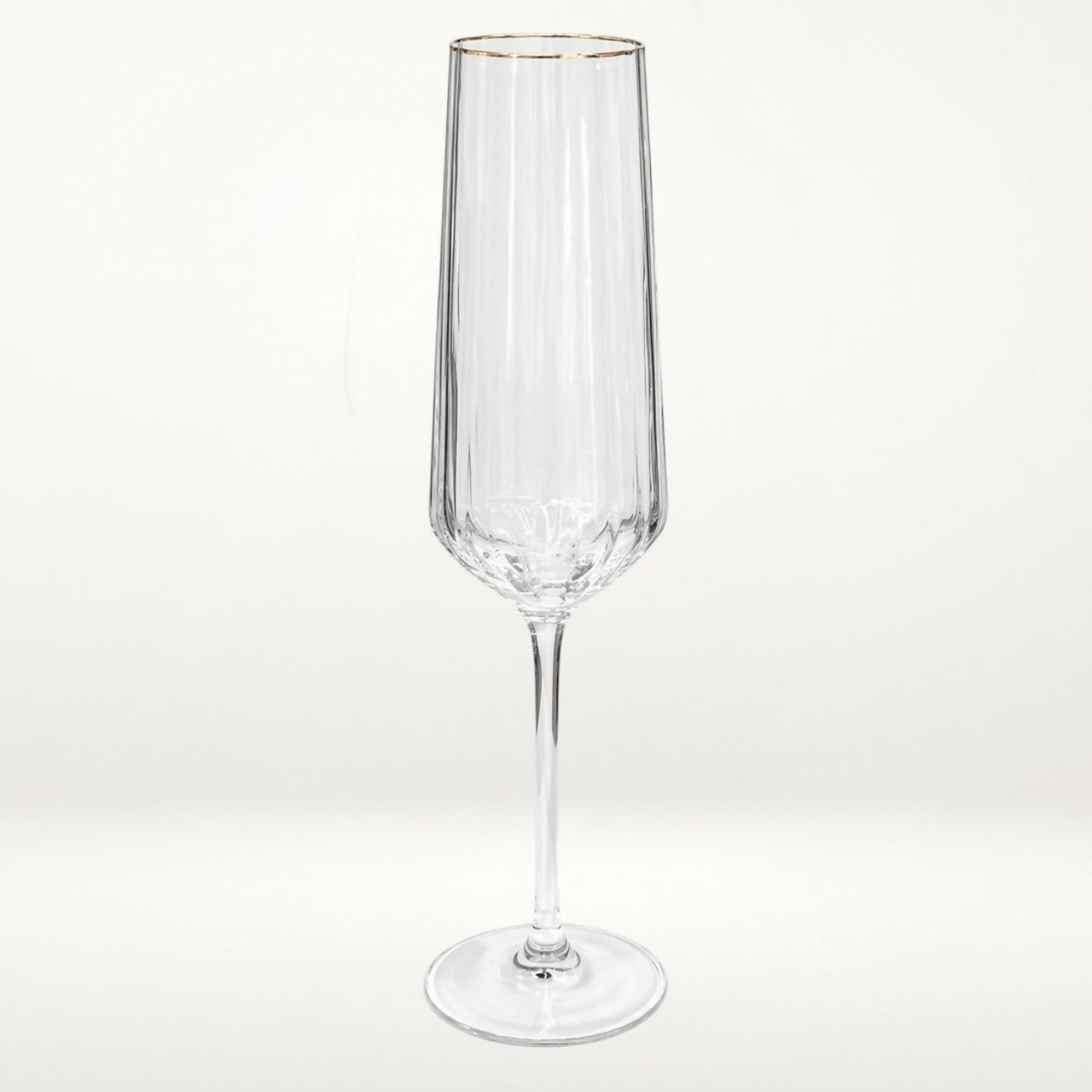 Gold Rim Champagne Flutes Crystal Stemware | Set of 4 | Excellent Condition