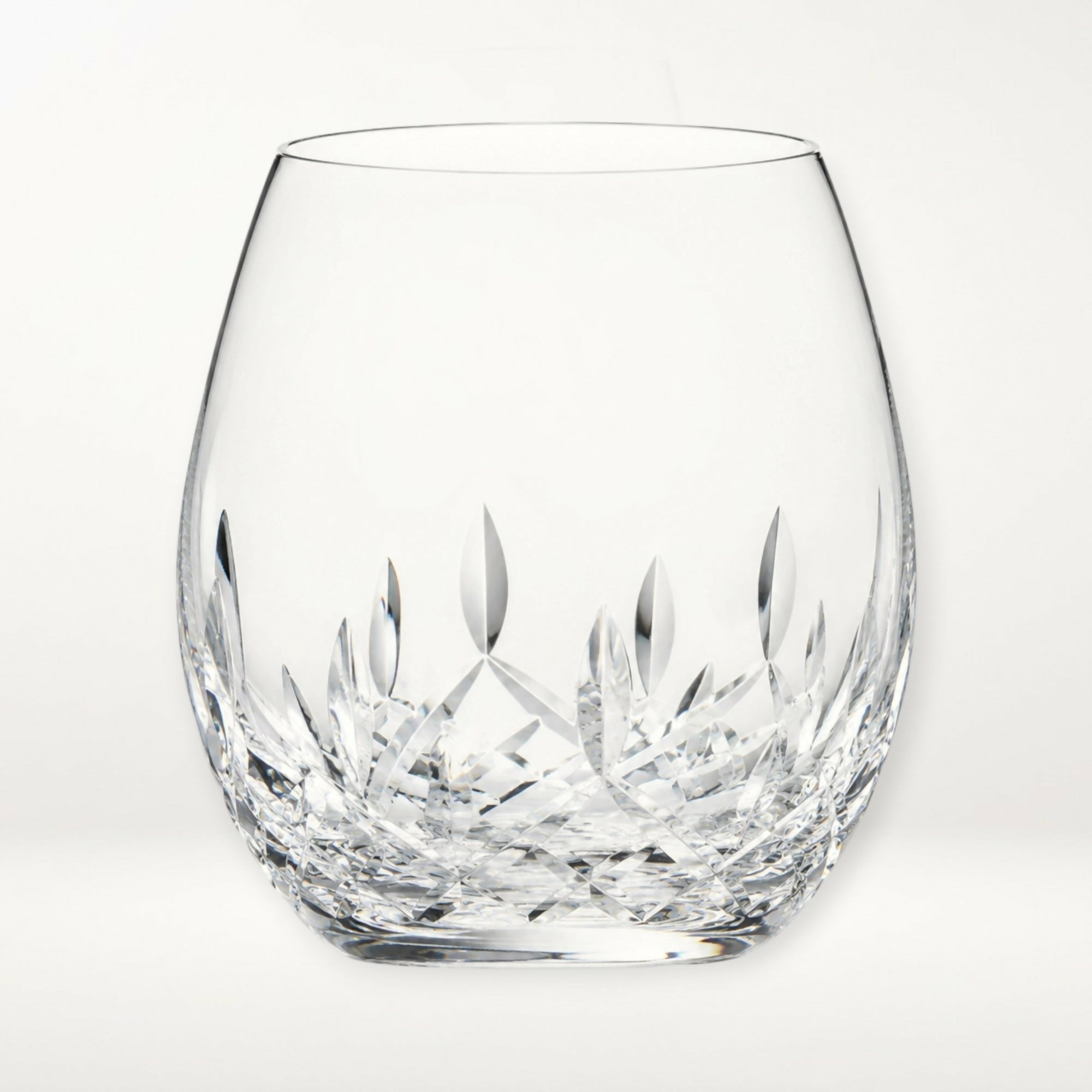 Hand Cut Blown Glass Stemless Wine Glass | Clear Crystal Style | Excellent