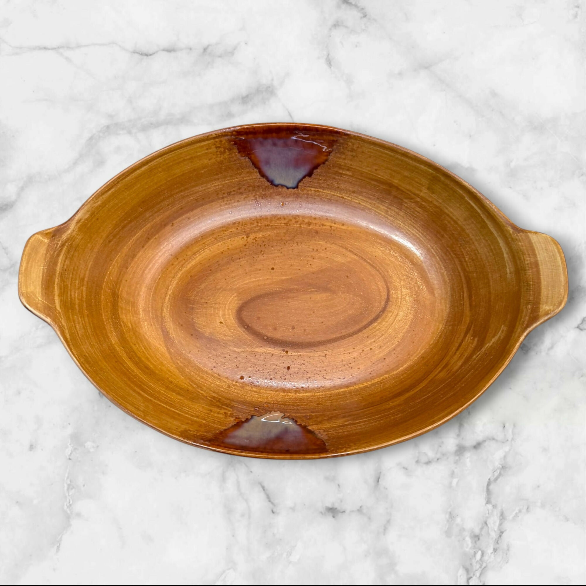 Sango Splash Brown Stoneware Au Gratin Baker 11.5 Inch | Excellent Condition