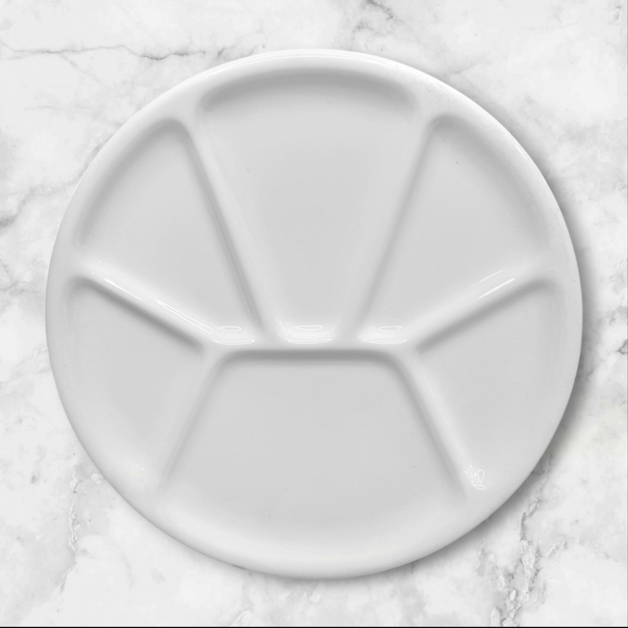 Varages France White Divided Fondue Plates Set of 4 Vintage Excellent Condition