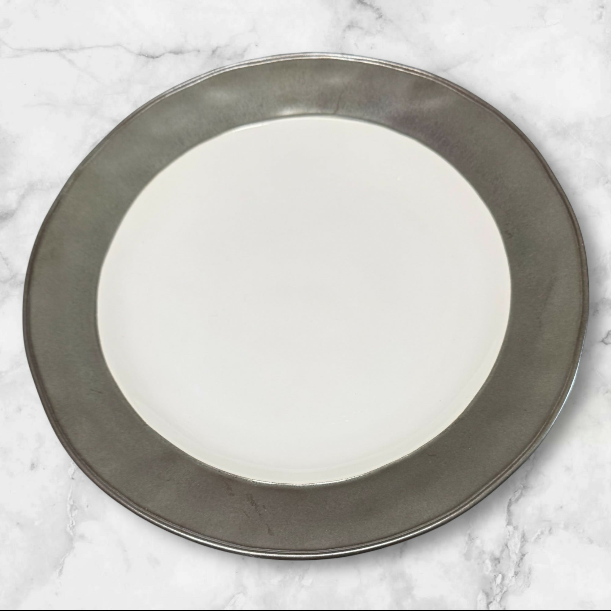 Juliska Emerson White Pewter Dinner Plates Set of 6 | Excellent Cond