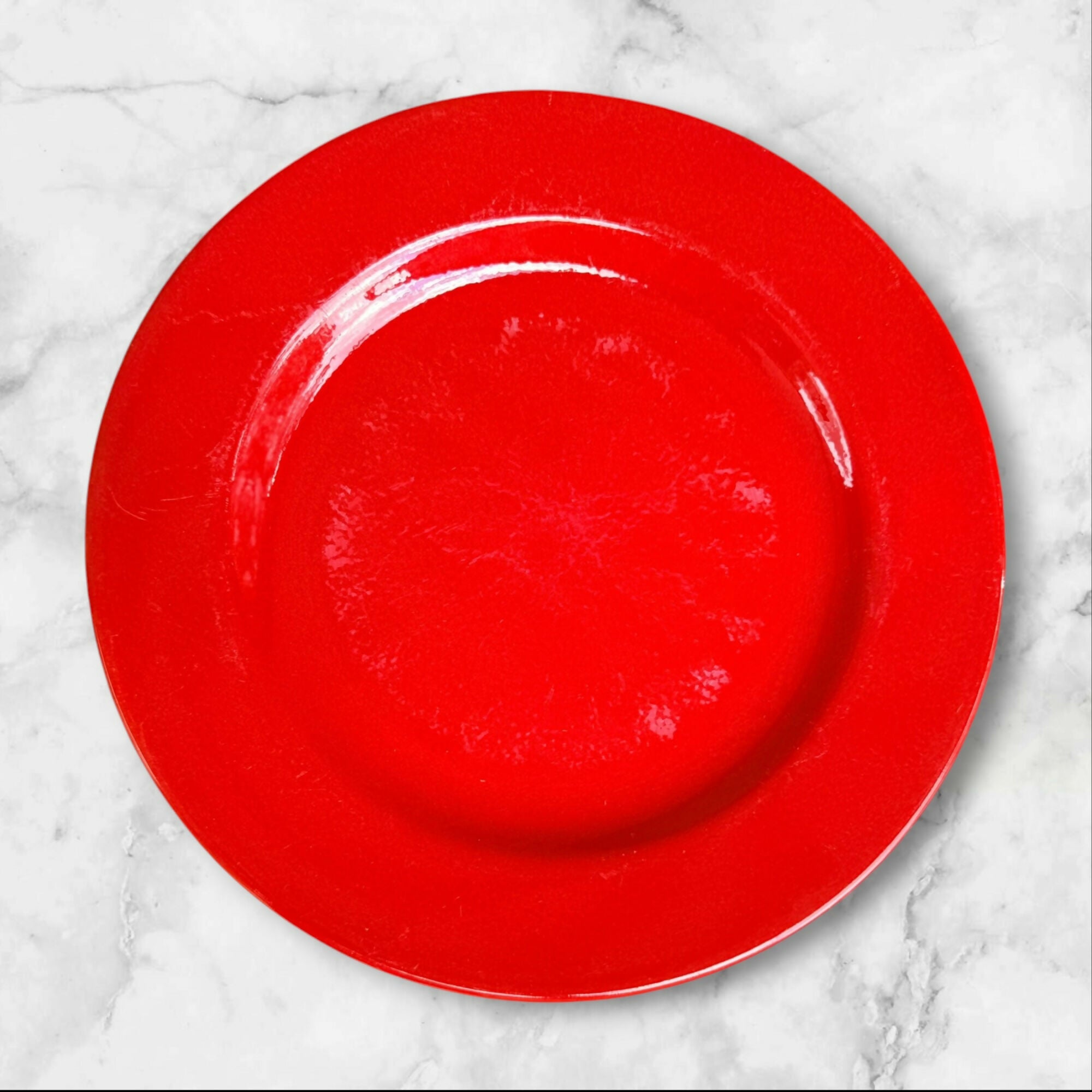Pier 1 Red Collection Dinner Plates | Set of 4 | Made in Spain | Fair Condition