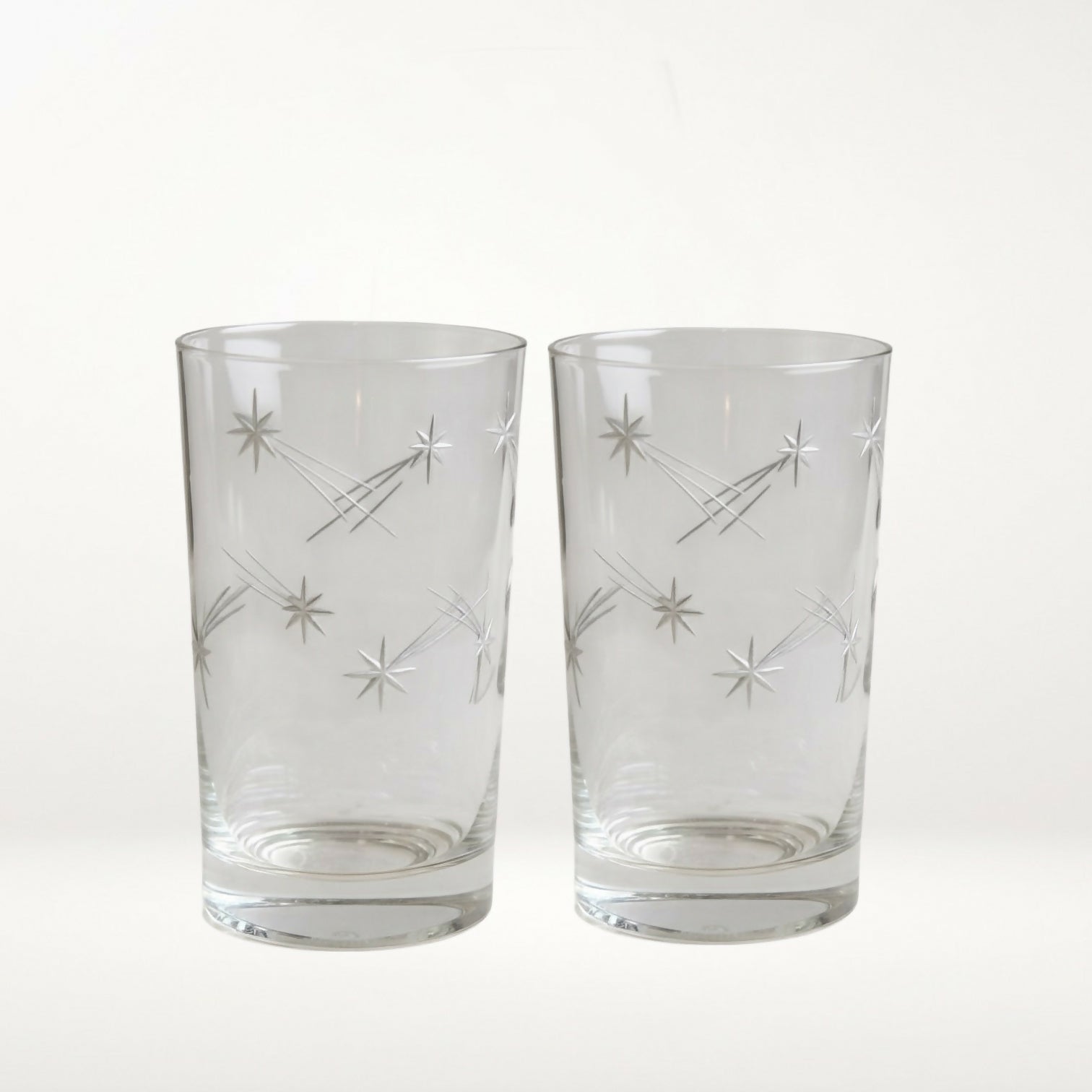 Mid-Century Starburst Etched Highball Glasses | Set of 6 | Great Condition