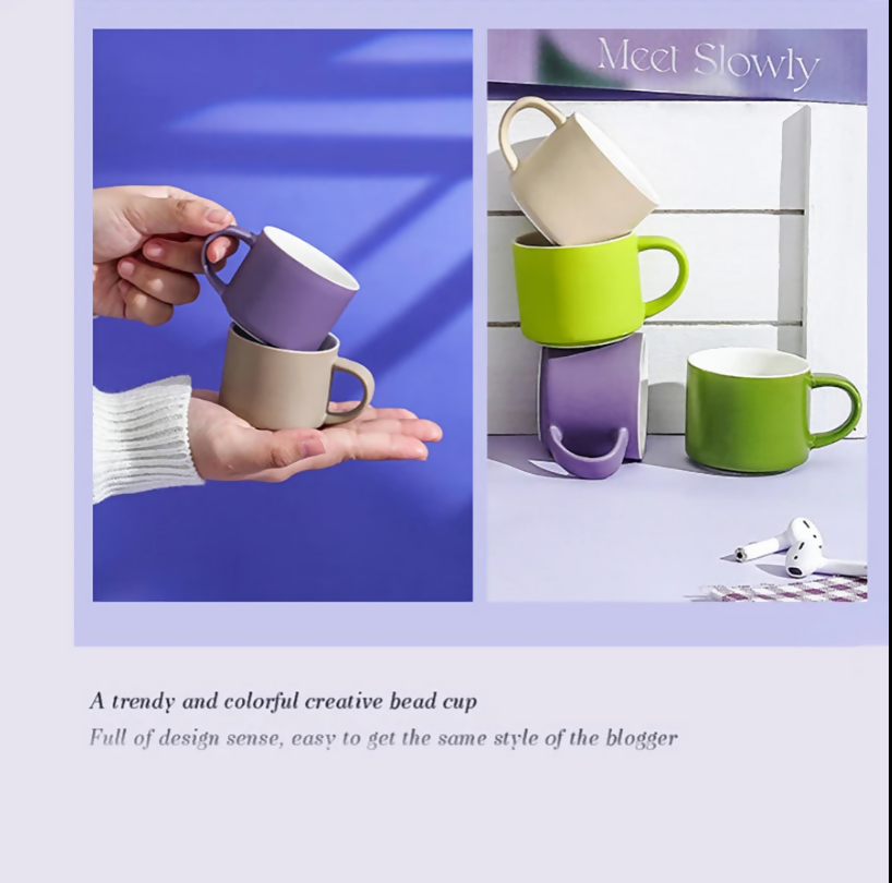 ANYGLEAM Coffee Mug Multicolor 5Pcs Set Ceramic Round Non Slip Cup Drinkware