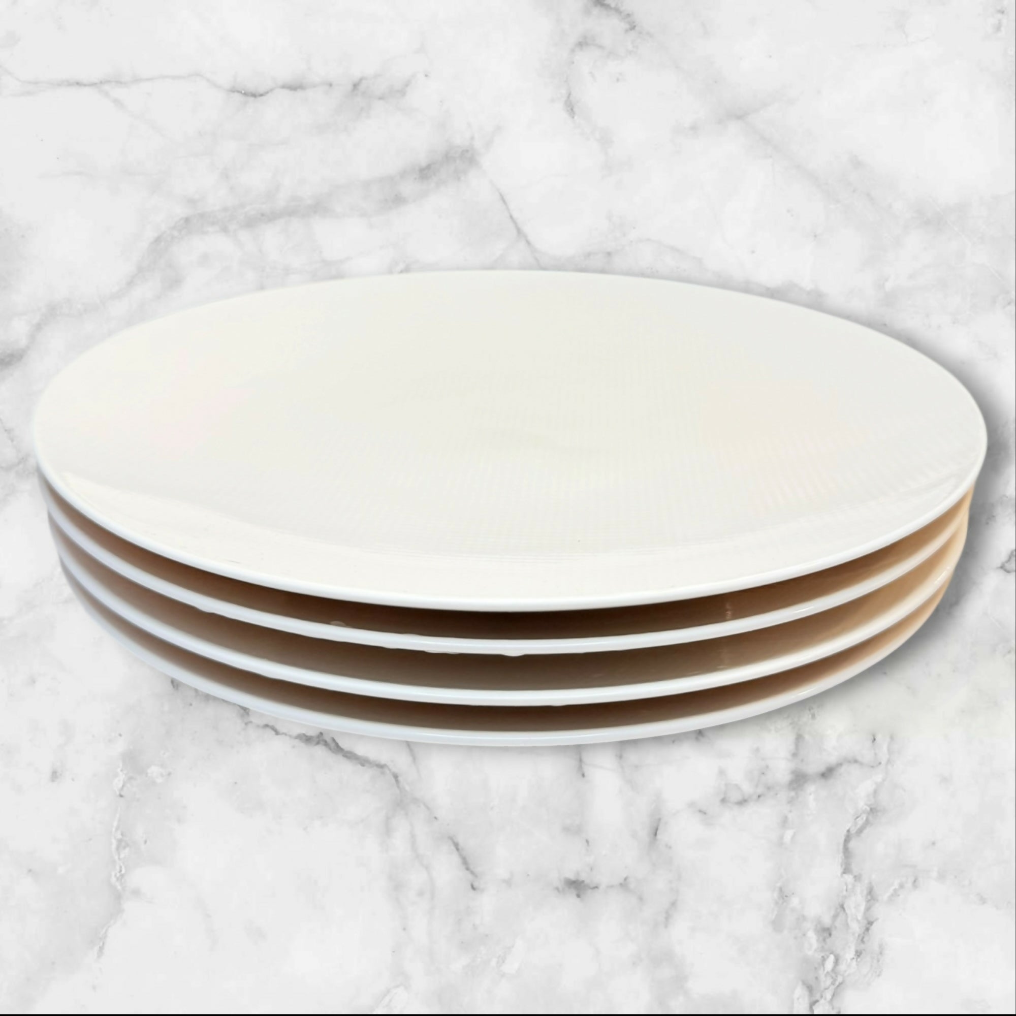 Crate & Barrel Nikko Reflections Coupe Dinner Plates | Set of 4 | Excellent