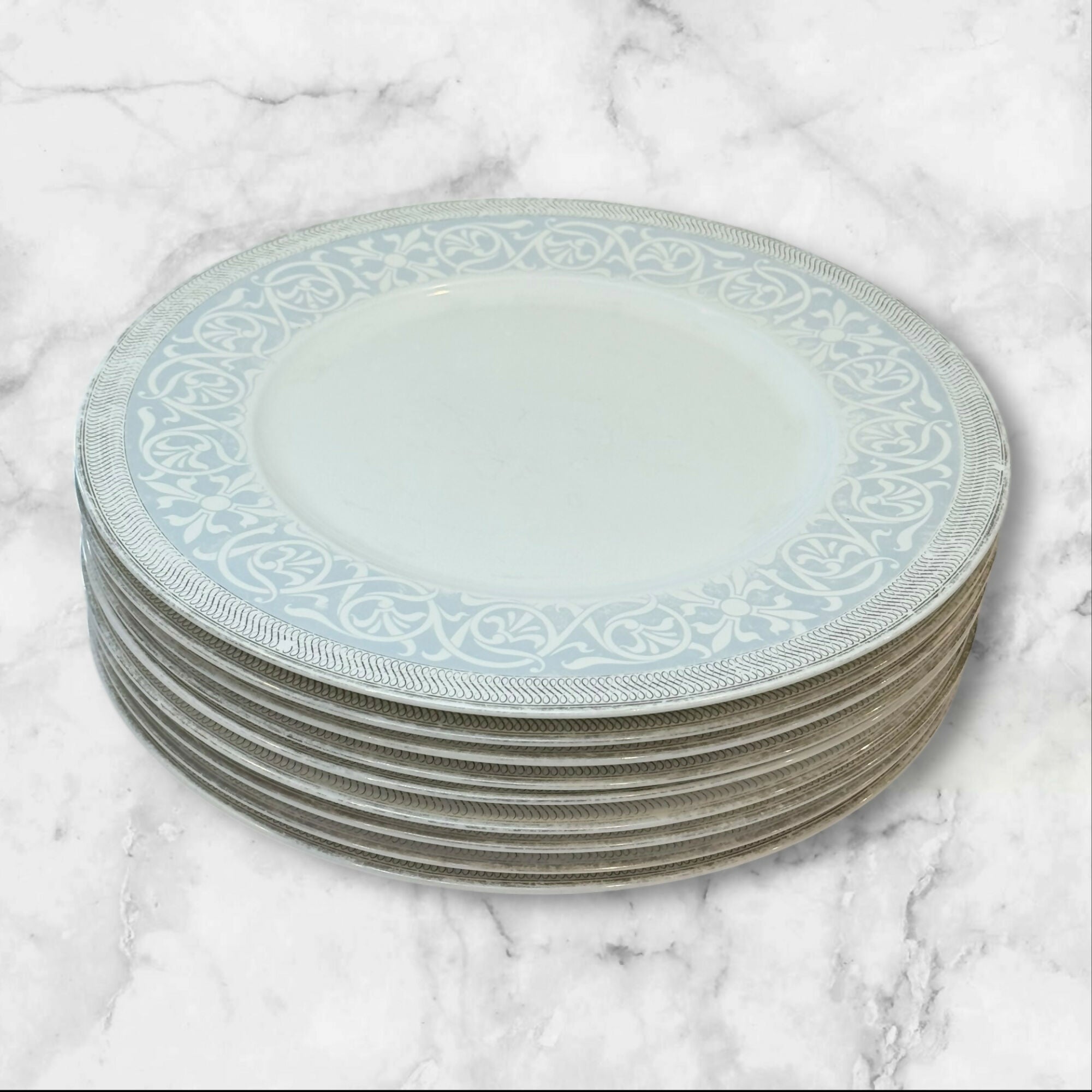 WhitePeony Fine Bone China Dinner Plates 10.75” | Set of 9 | Gently Used