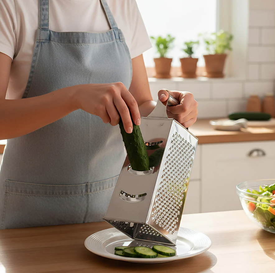 Anygleam Silver Stainless Steel Food Slicer – Multi-Function Kitchen Tool for Fruits, Vegetables & More