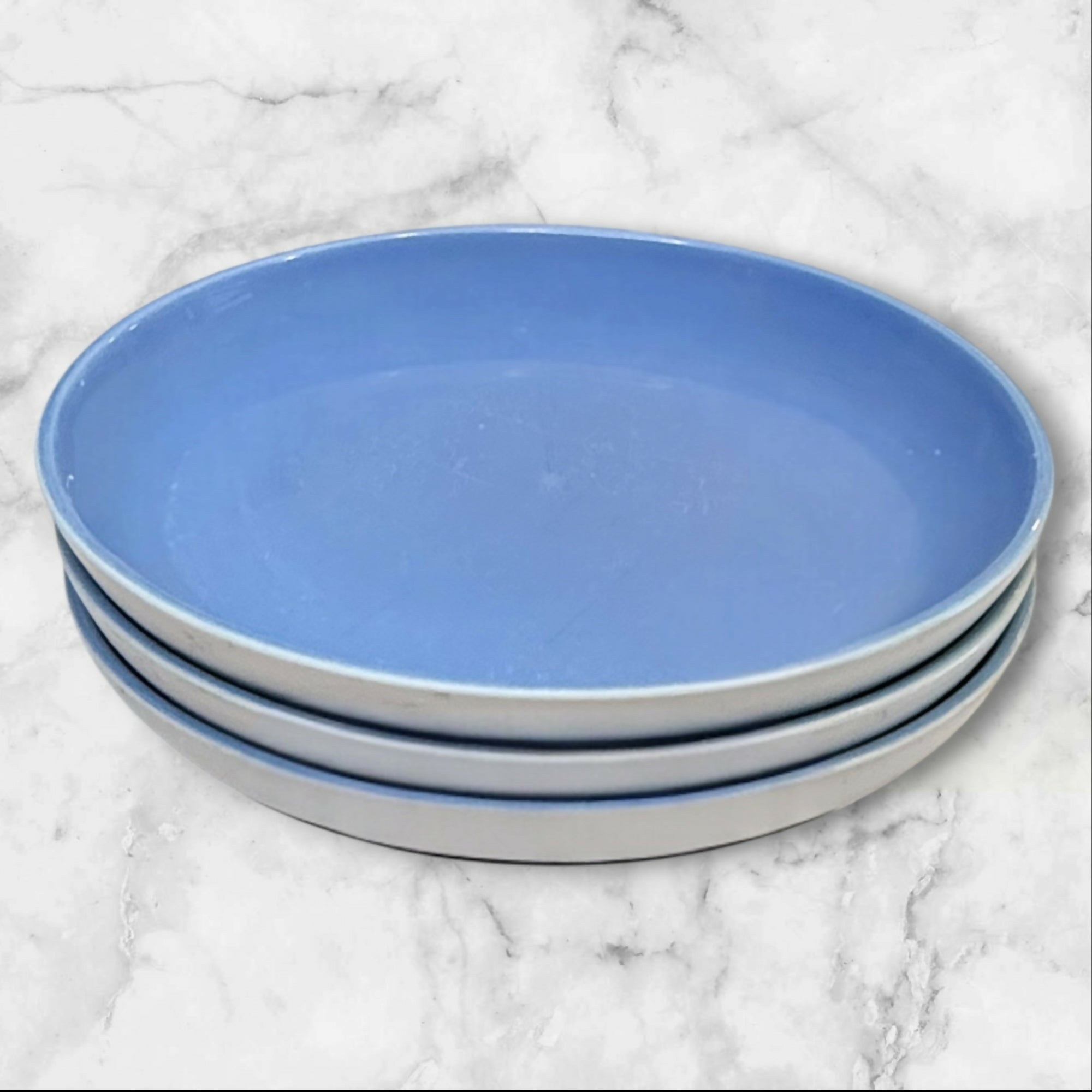 Crate & Barrel Coupe Blue Salad Plates | Set of 3 | Good Condition