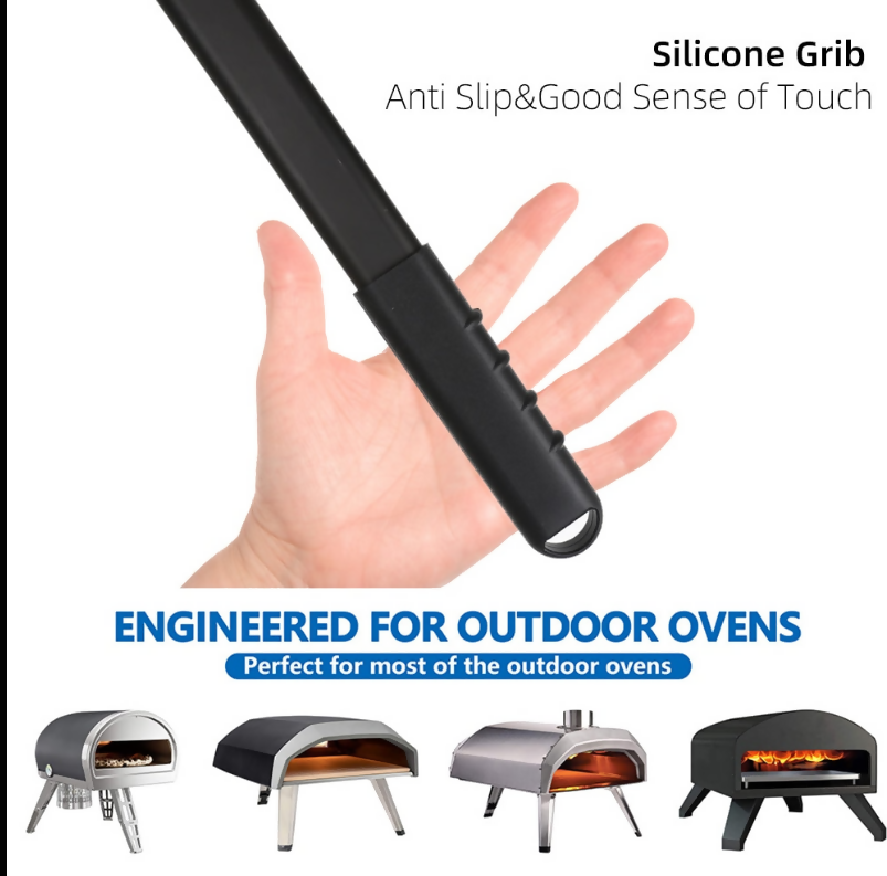 Anygleam Pizza Shovel 28cm X 108.5cm Dark Grey for Perforated Peel with Metal Handle Oven Turning Baking Accessory