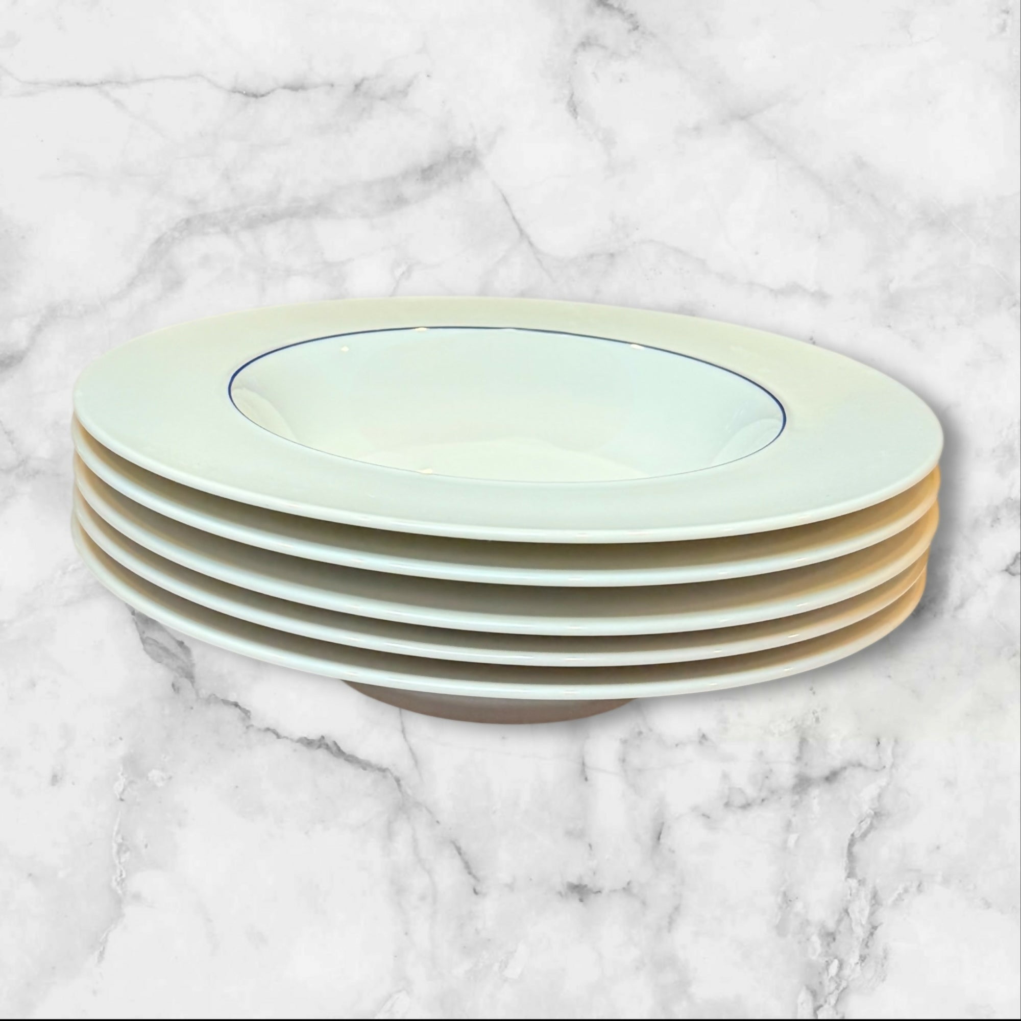 Crate & Barrel Epoch Blueline Soup Bowls | Set of 5 | Excellent Condition