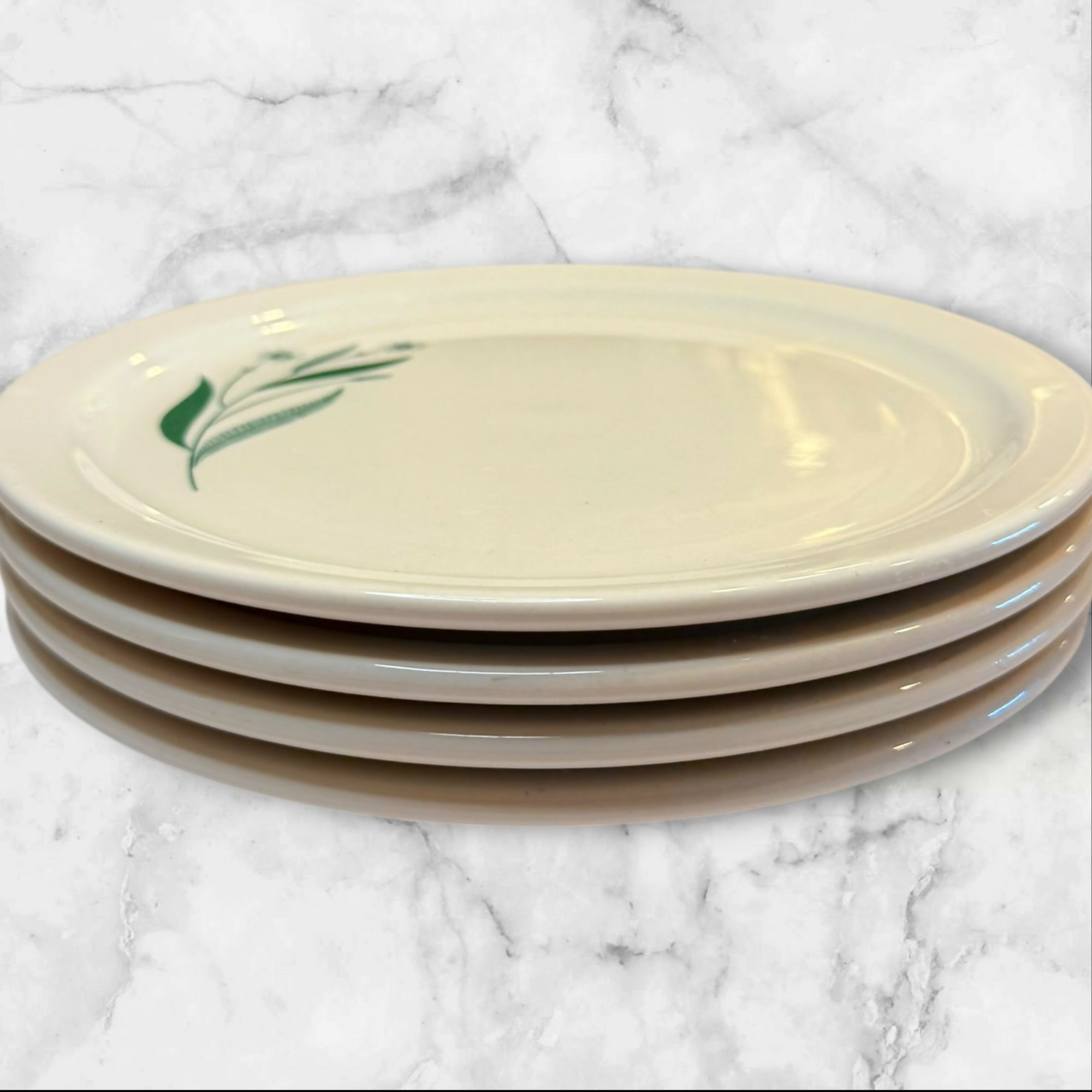 Homer Laughlin Green Field Salad Plates Set of 4 Floral | Gently Used