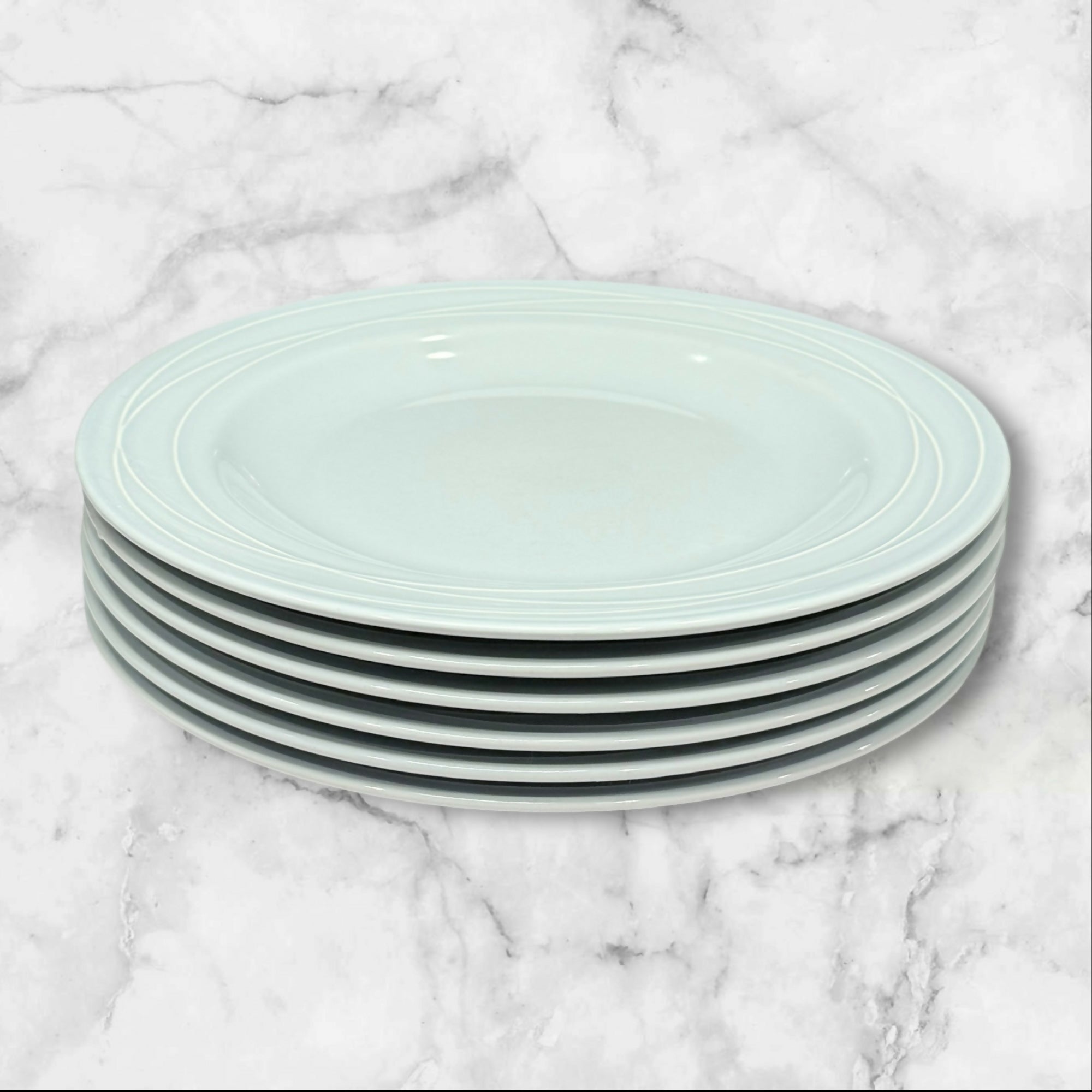 Pottery Barn Spiral Light Blue Dinner Plates | Set of 6 | Excellent Condition