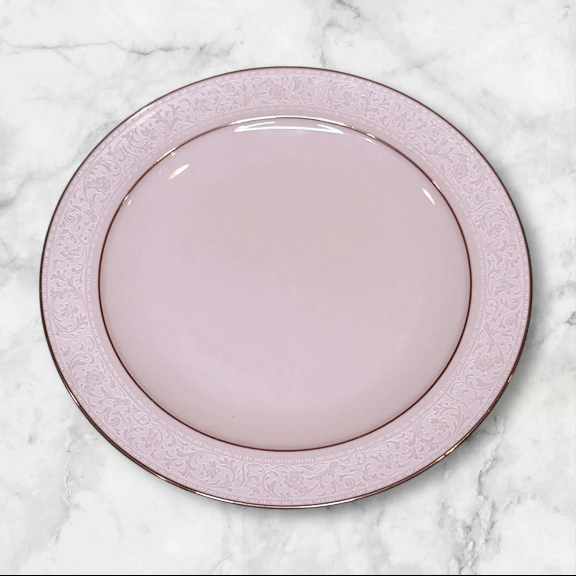 Noritake Always Pink Platinum Rim Dinner Plates | Set of 4 | Excellent Condition