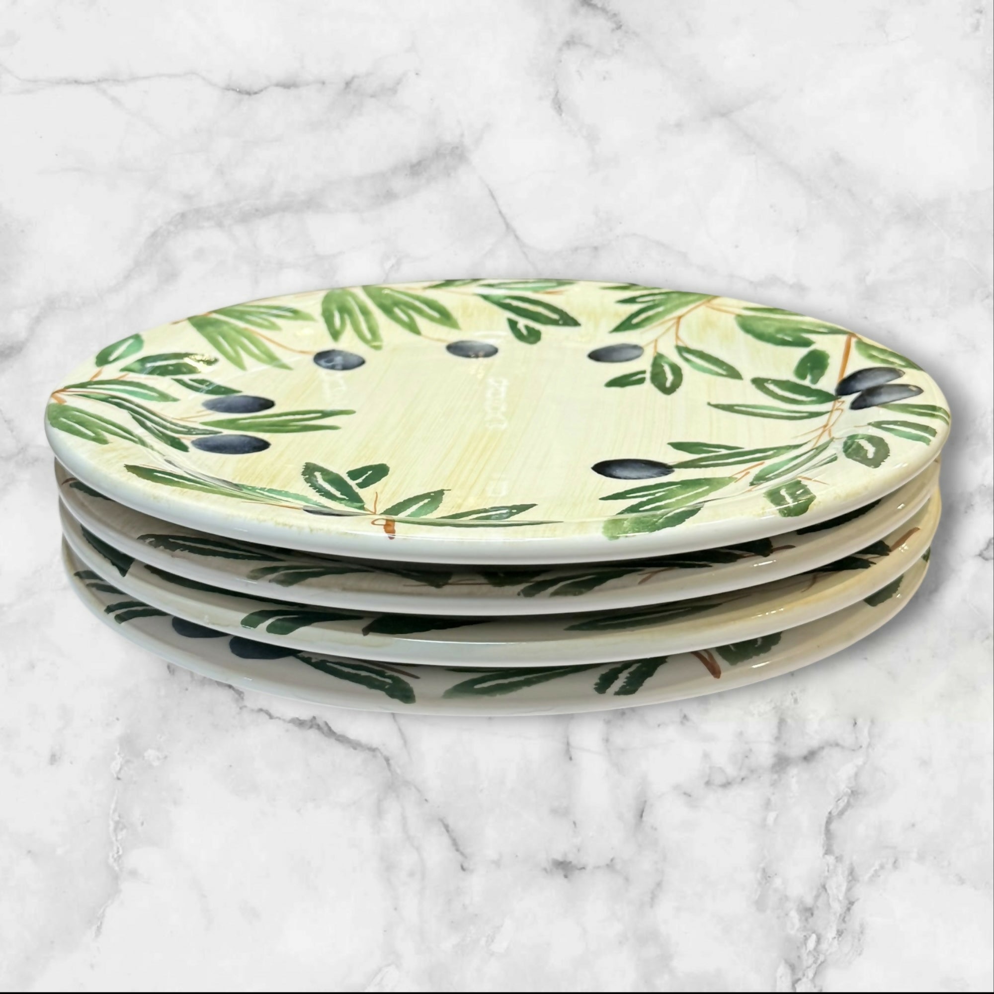 La Ceramica VBC Olive Dinner Plates | Set of 4 | Gently Used Condition