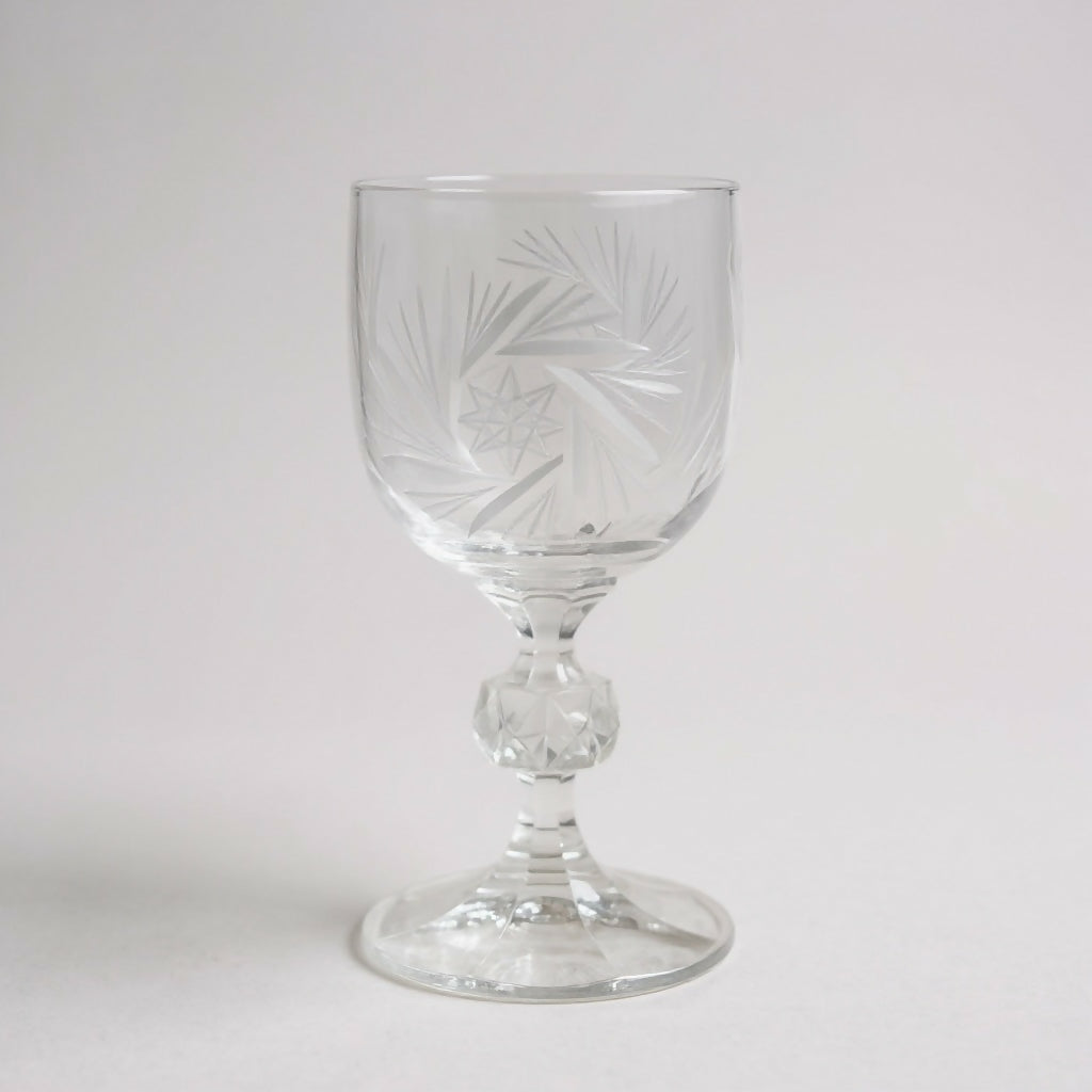 Neman Glassworks Russian Cut Crystal Goblets | Set of 2 | Excellent Condition