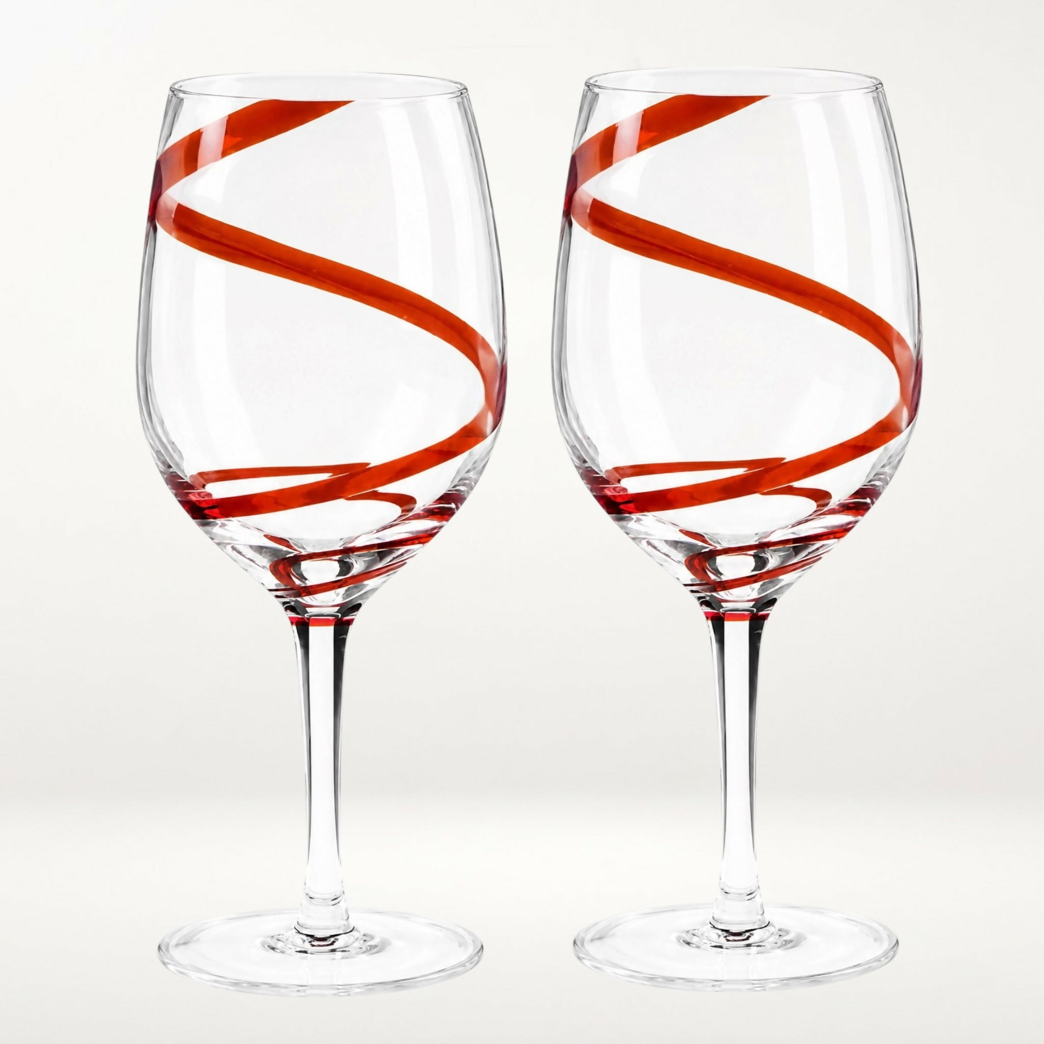 Pier 1 Swirline Red Water Goblets Set of 3 Excellent Condition