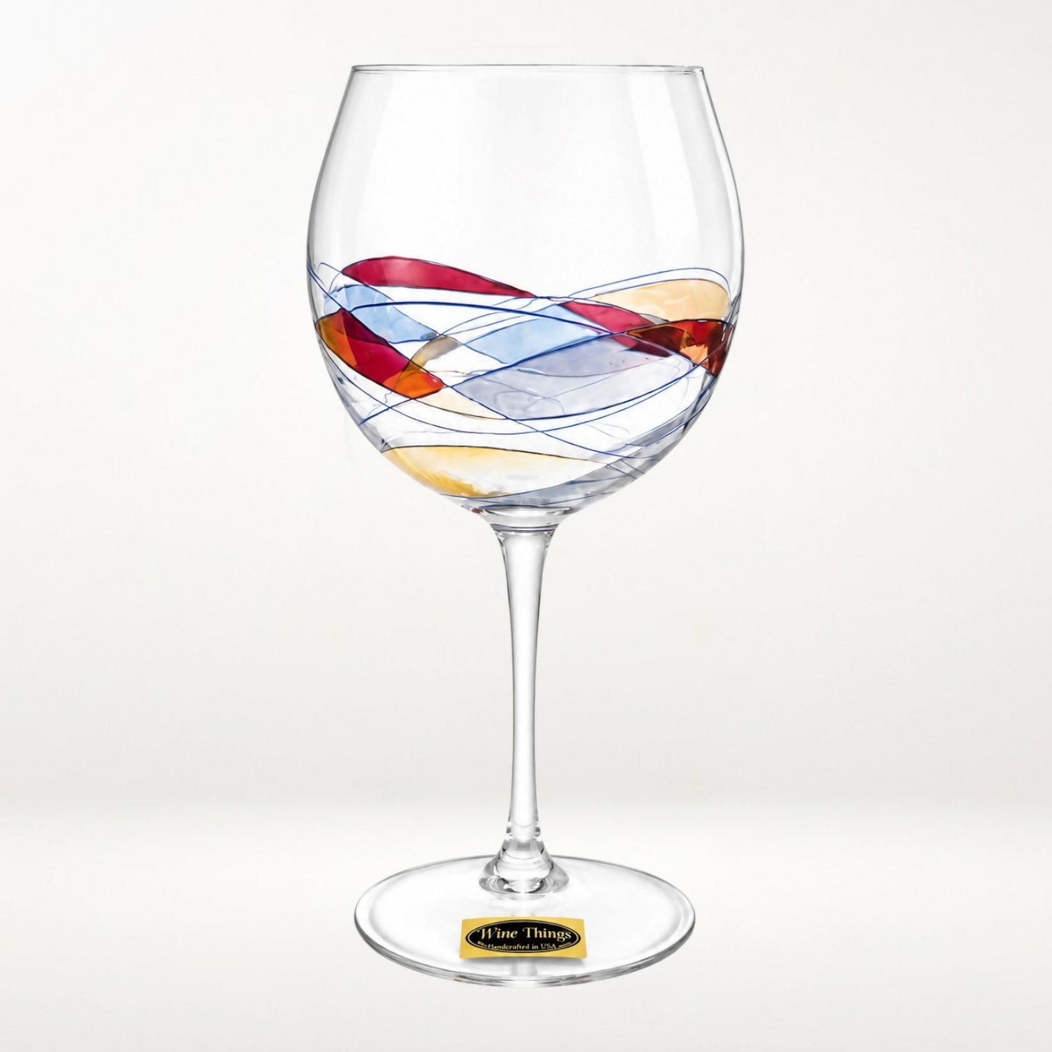 Wine Things Milano Style Stained Crystal Wine Glasses | Set of 4 | Excellent Condition