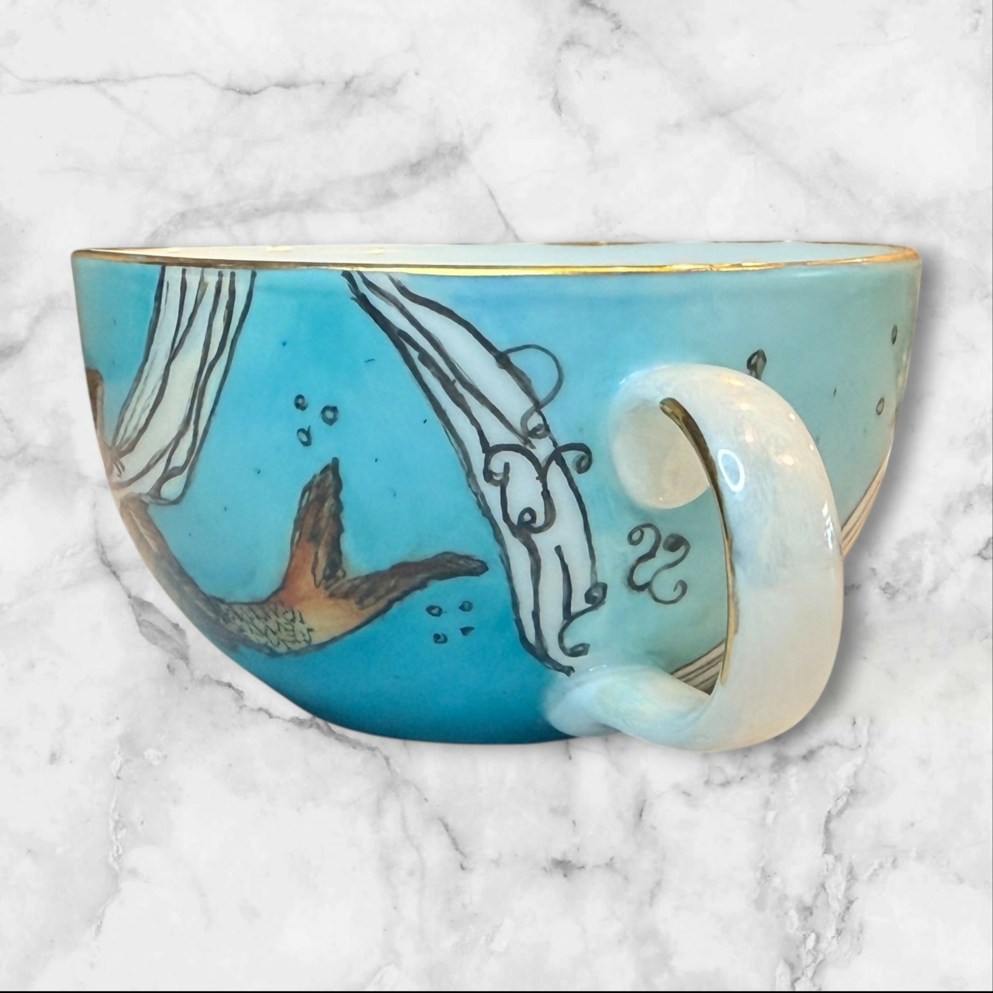 Pier 1 Imports Koi Fish Bouillon Soup Cups Set of 2 | Vintage Rare | Excellent Condition