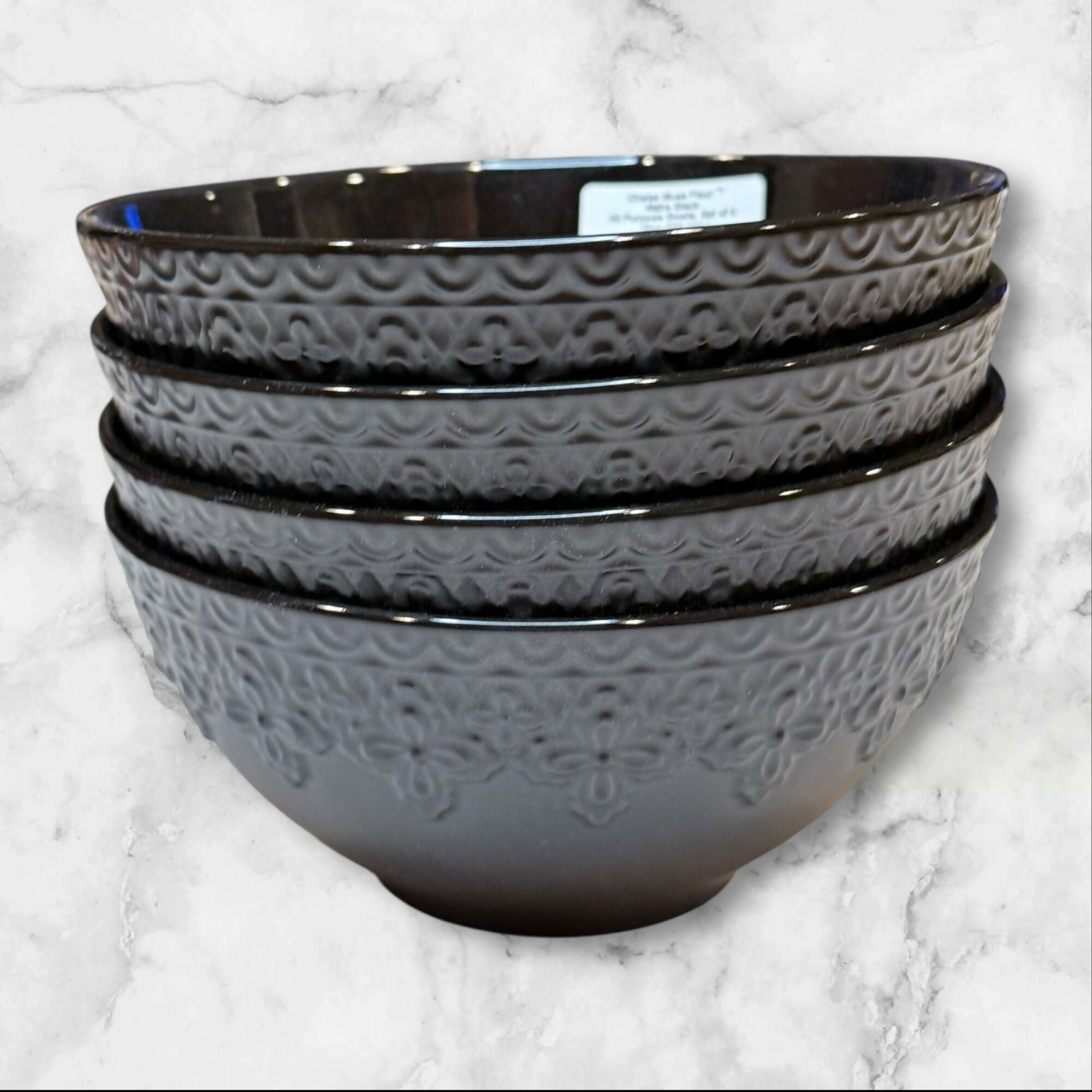 Lenox Chelse Muse Fleur Matte Black Bowls | Set of 4 | 18 oz | New in Box