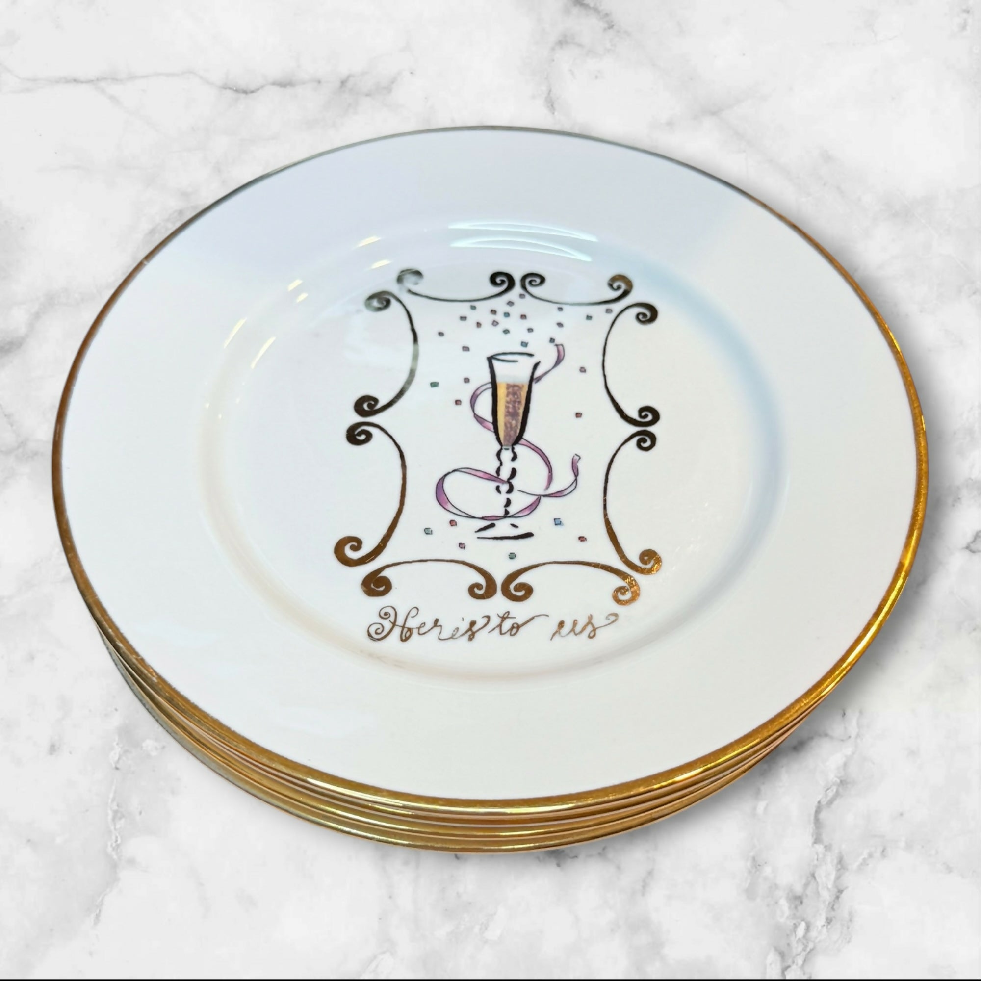 Rosanna Champagne Toast Salad Plates Set of 4 Italy | Gently Used